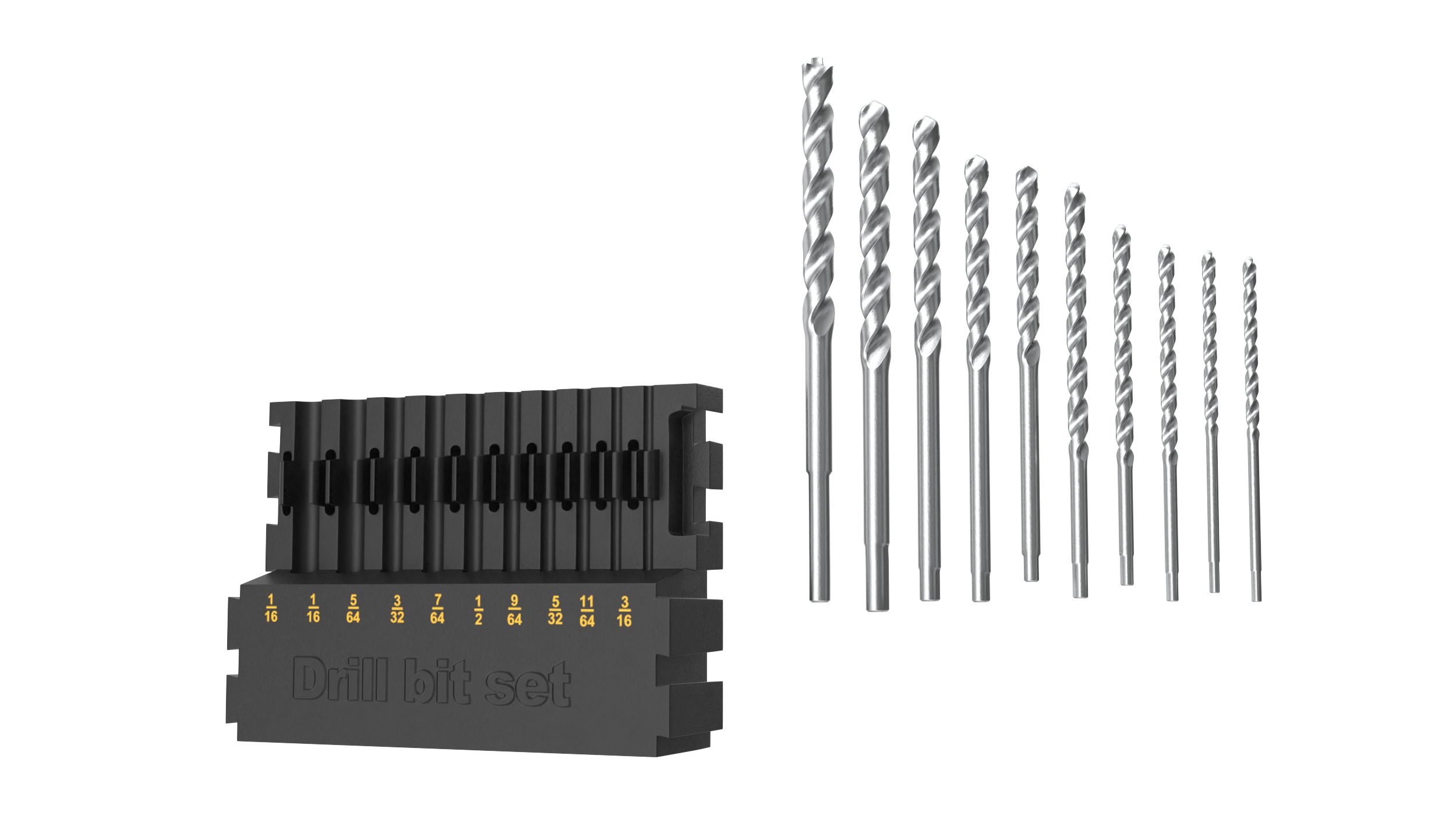 3D Steel HSS Drill Bit Set model