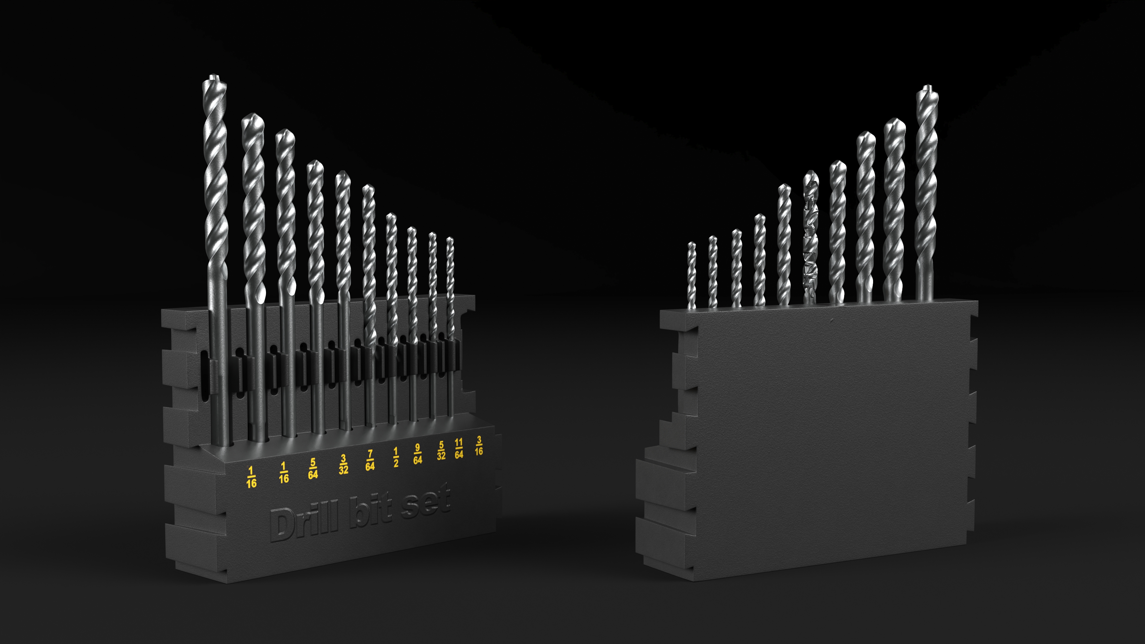 3D Steel HSS Drill Bit Set model