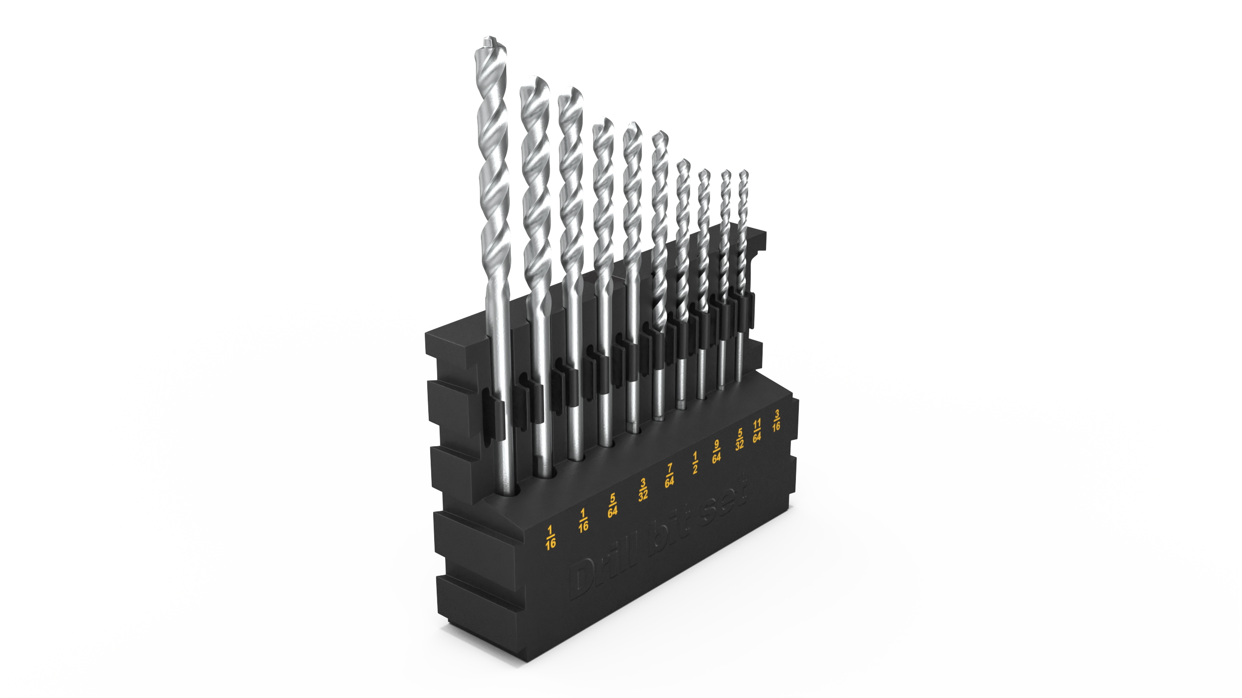 3D Steel HSS Drill Bit Set model