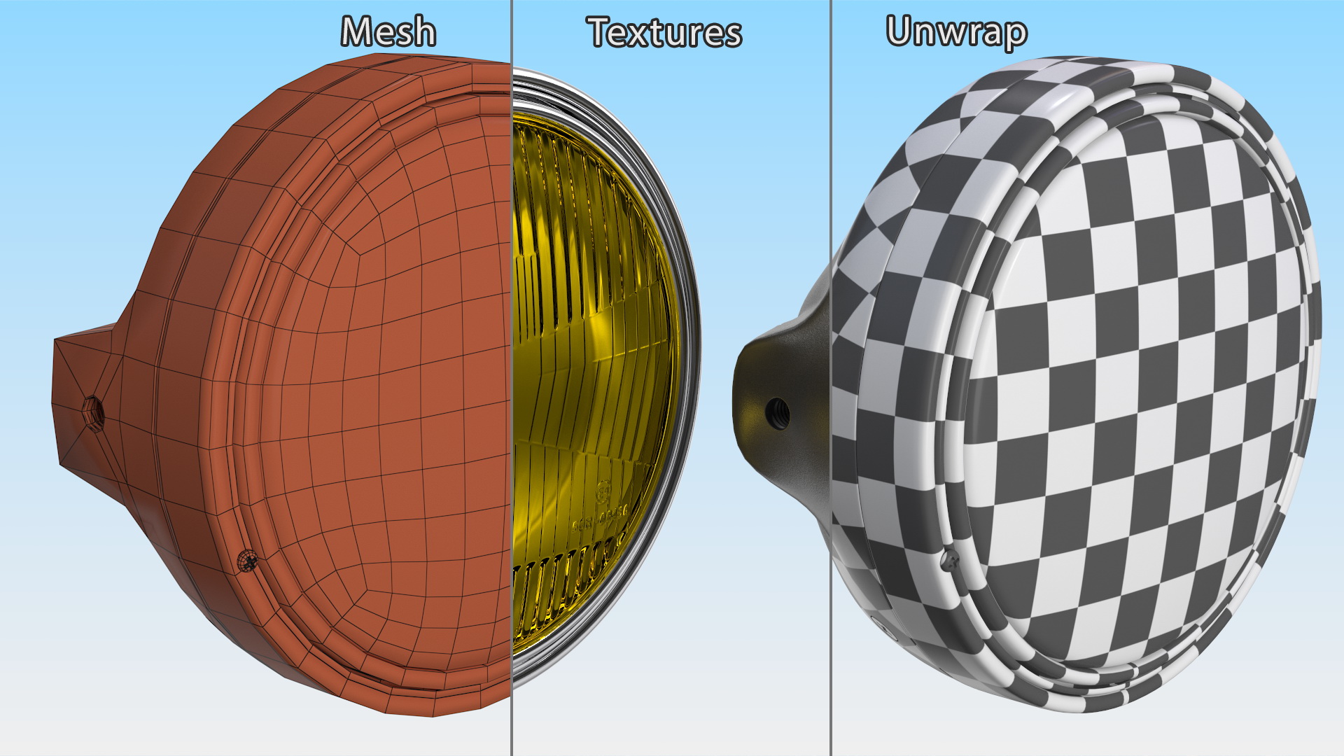 Motorcycle Headlight Yellow 3D