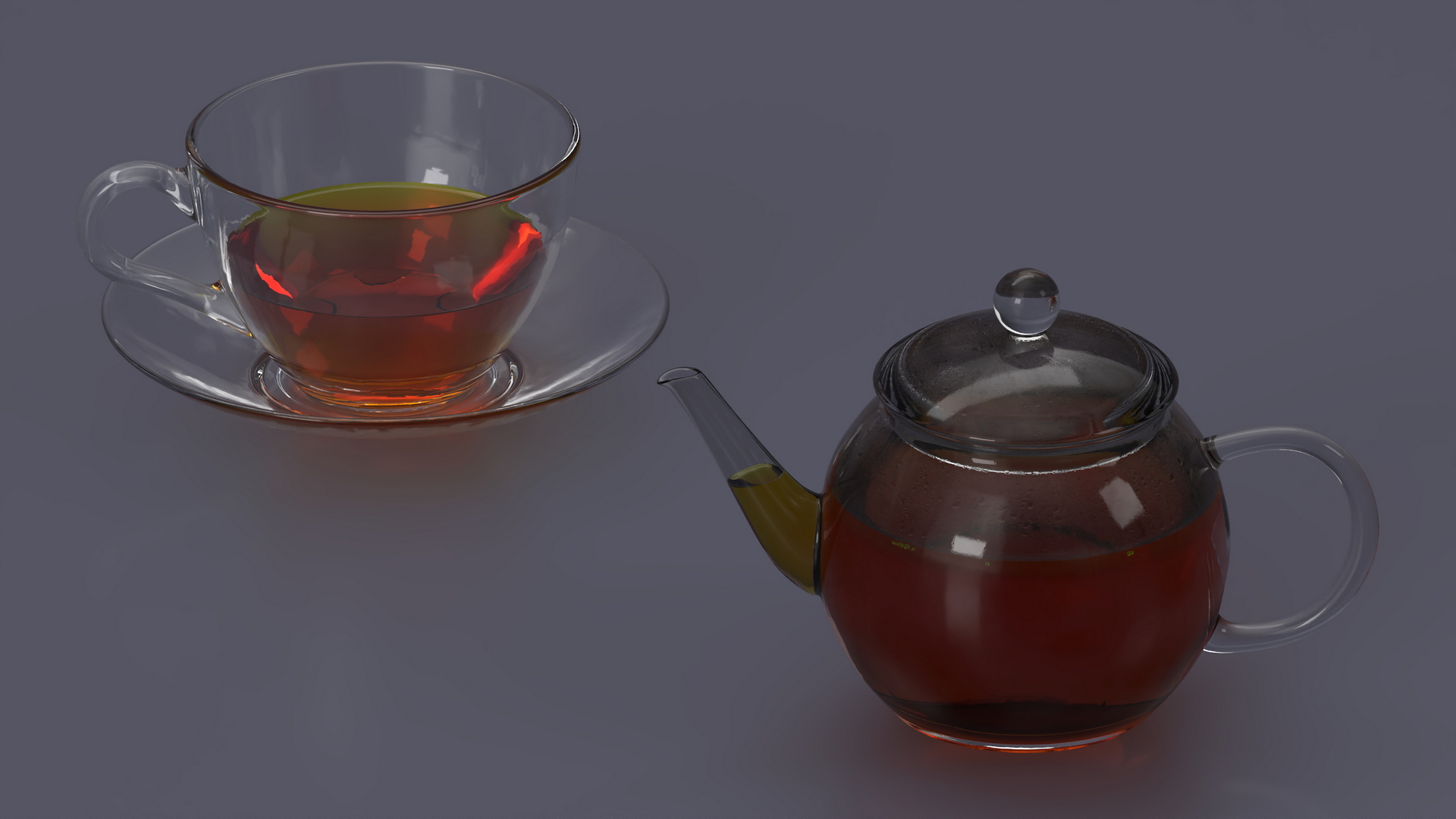 Tea Table with Drinks and Bergamot 3D model