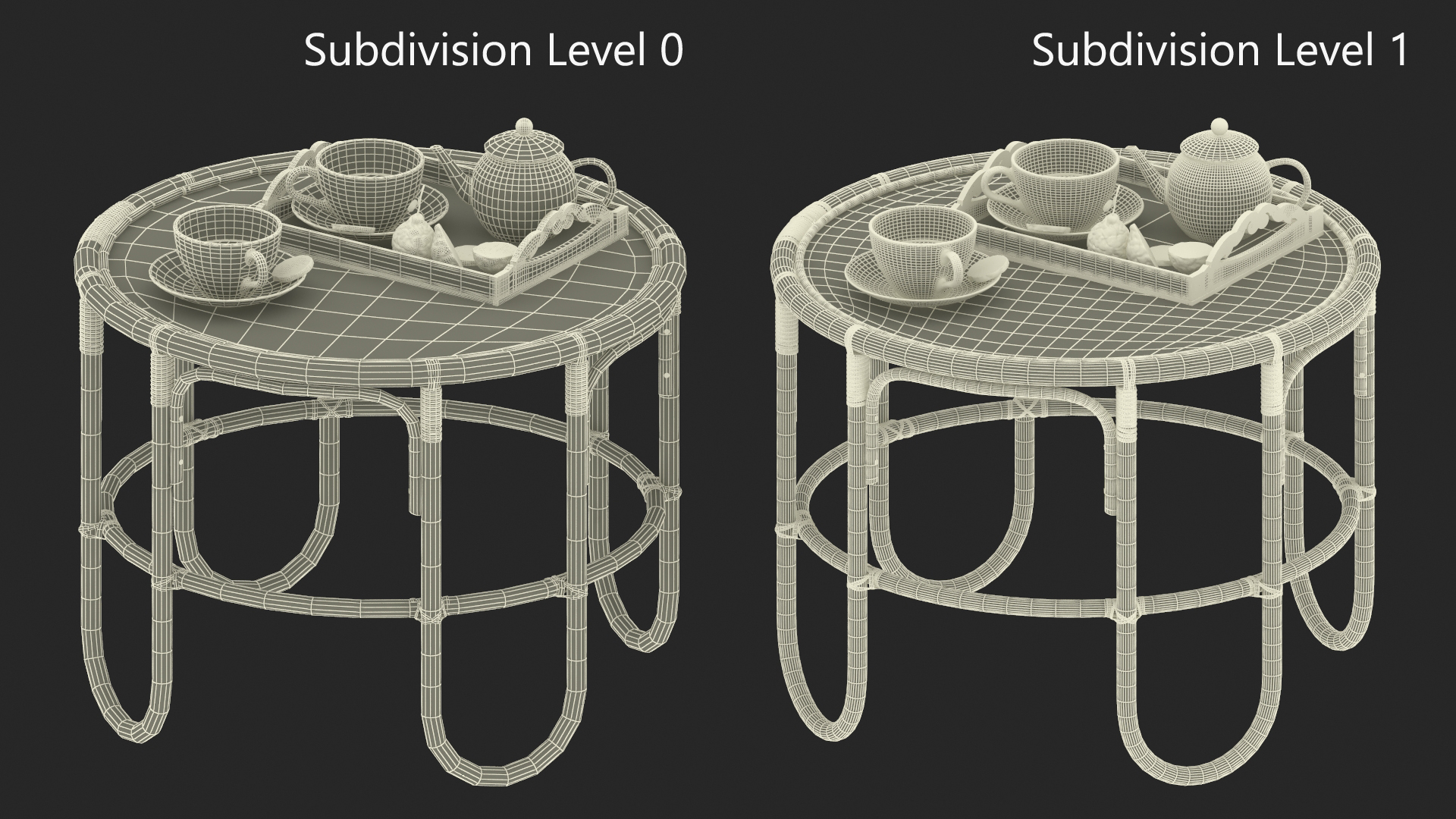 Tea Table with Drinks and Bergamot 3D model