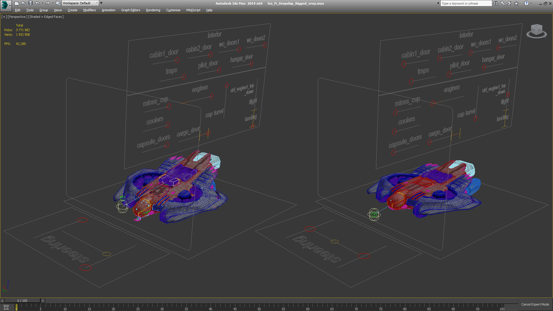 Sci Fi Dropship Rigged 3D