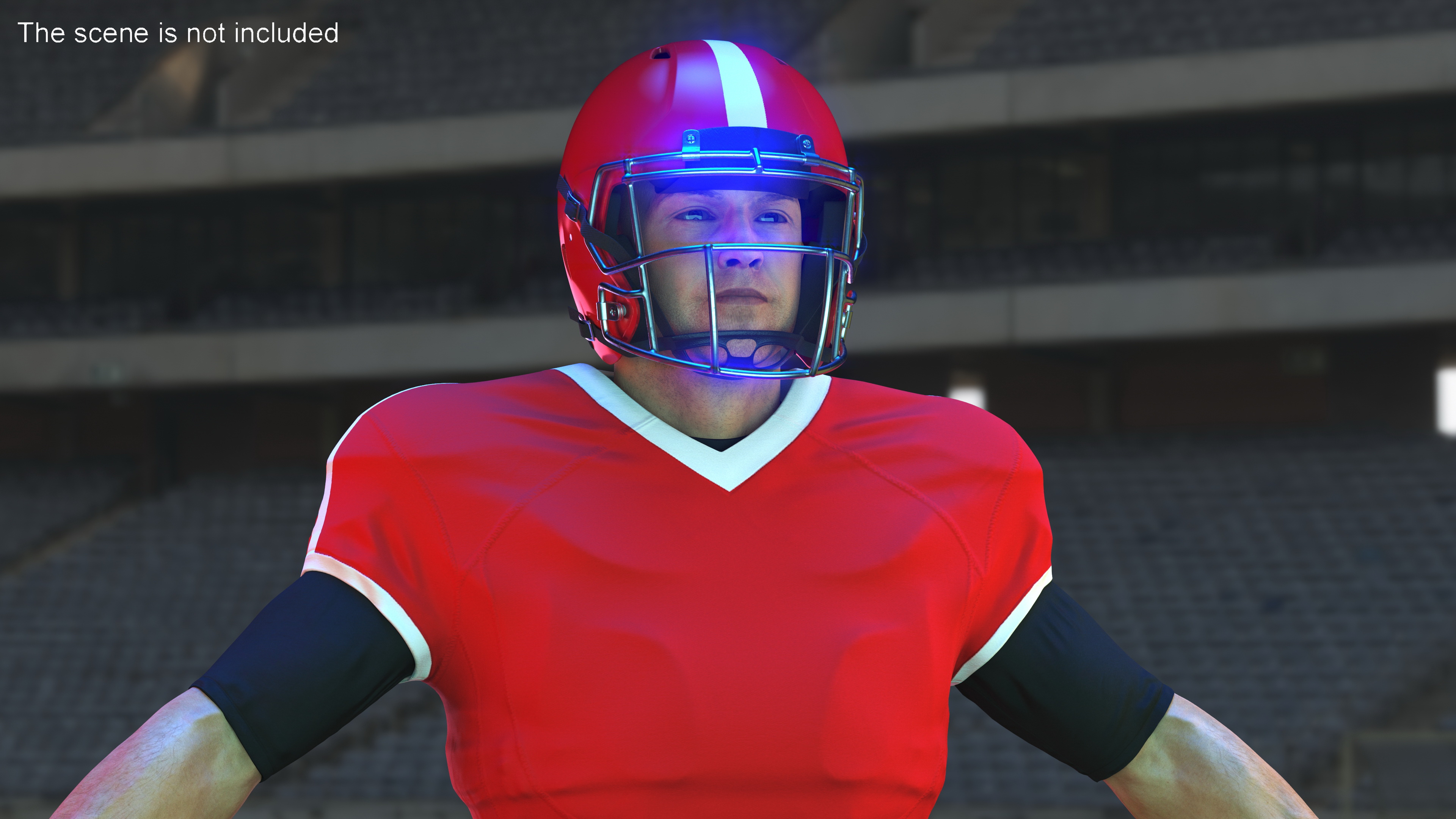 3D model Helmet Red American Football Player