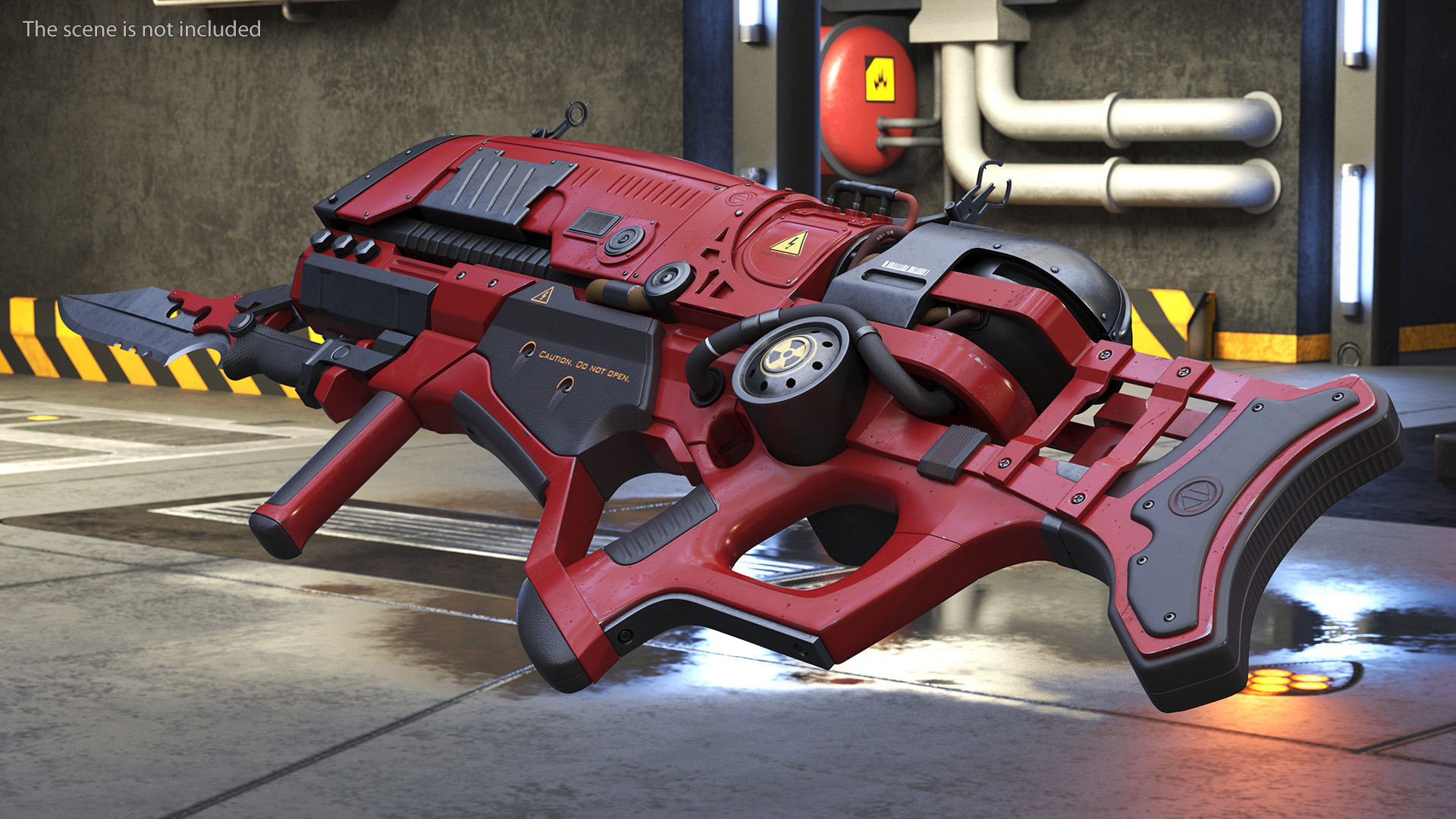 Sci Fi Rifle with Bayonet Red 3D model