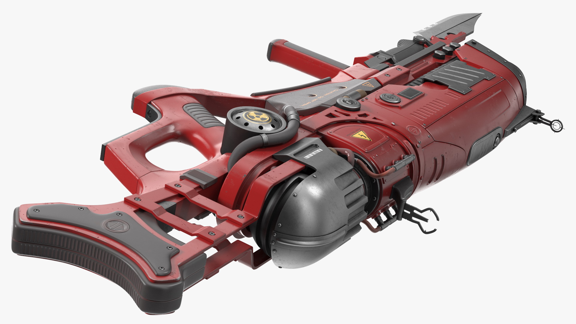 Sci Fi Rifle with Bayonet Red 3D model