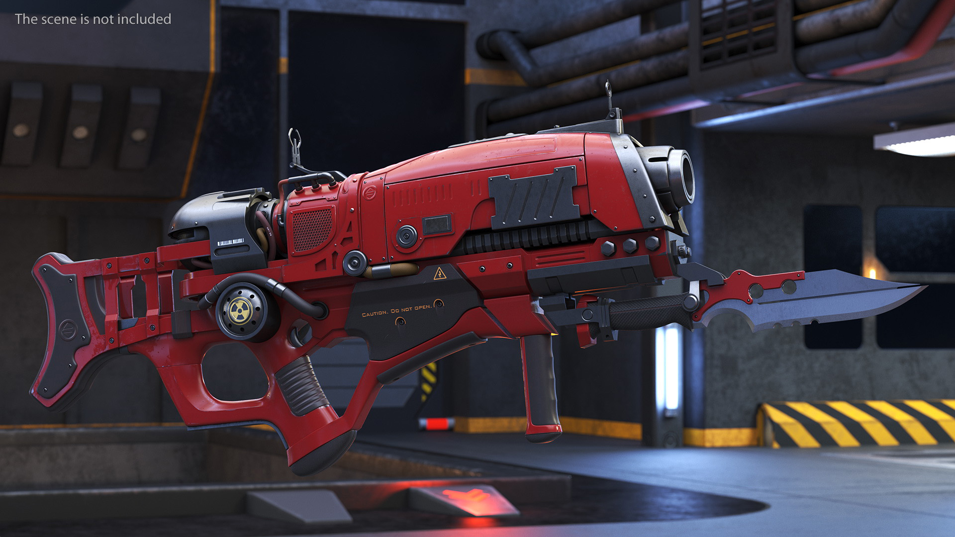 Sci Fi Rifle with Bayonet Red 3D model