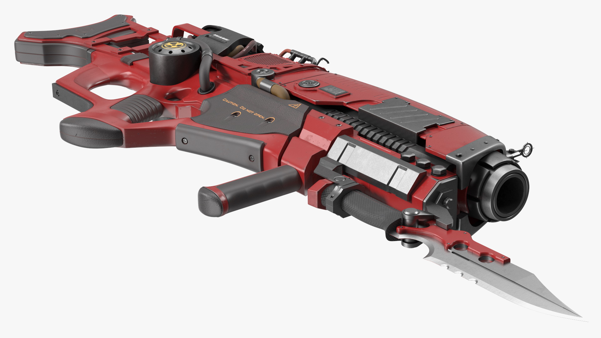 Sci Fi Rifle with Bayonet Red 3D model