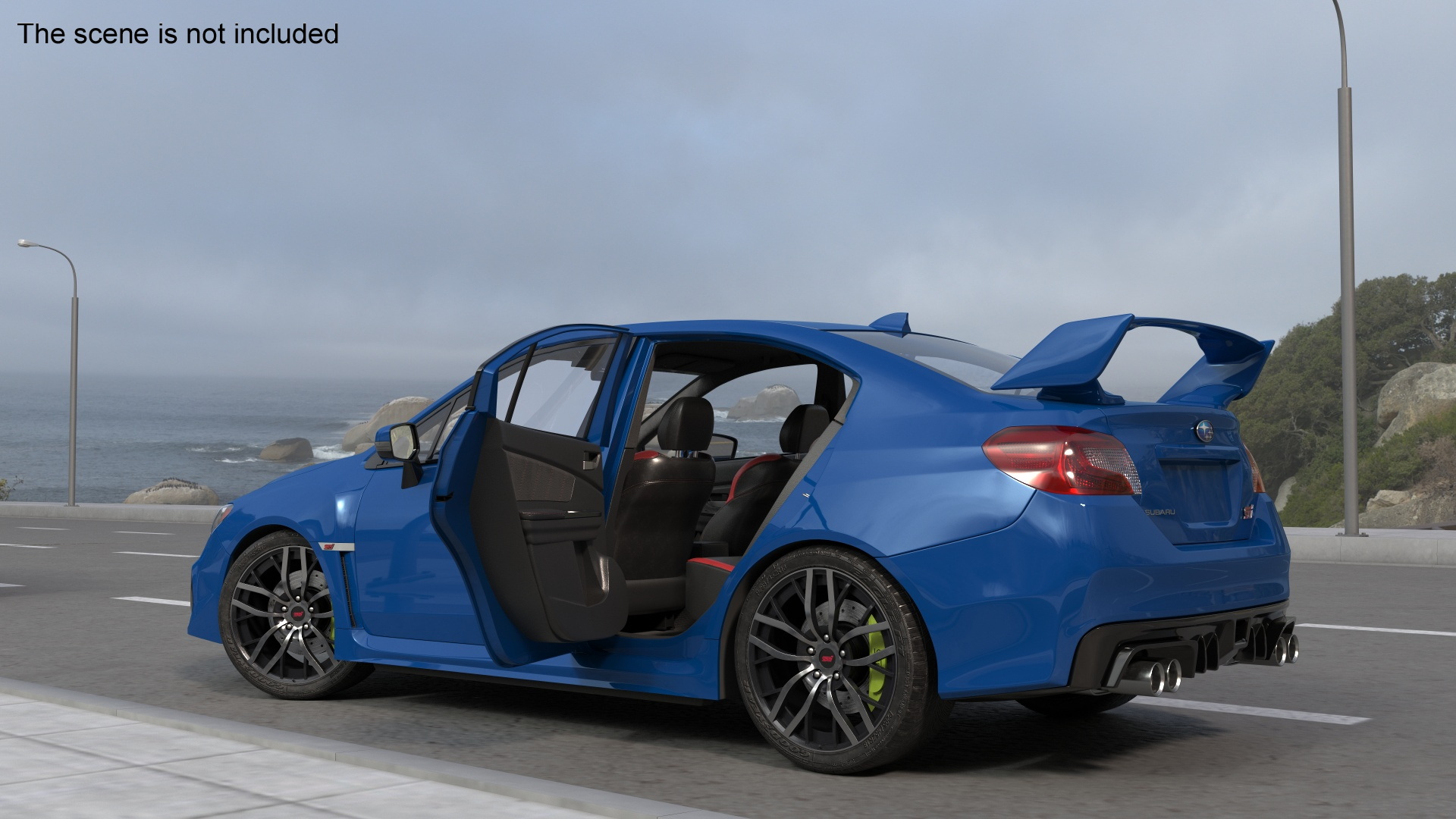 3D Subaru WRX 2021 Sedan Blue Rigged model