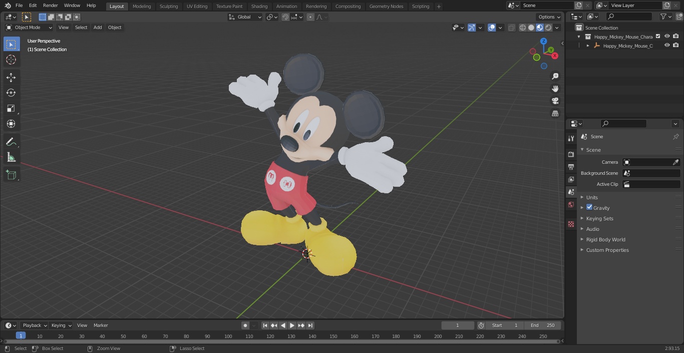 3D Happy Mickey Mouse Character model