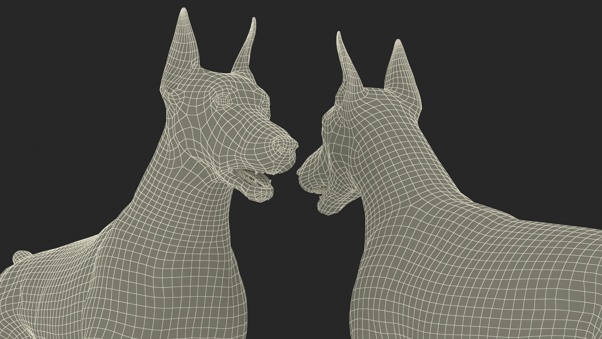 3D Doberman Dog Brown model