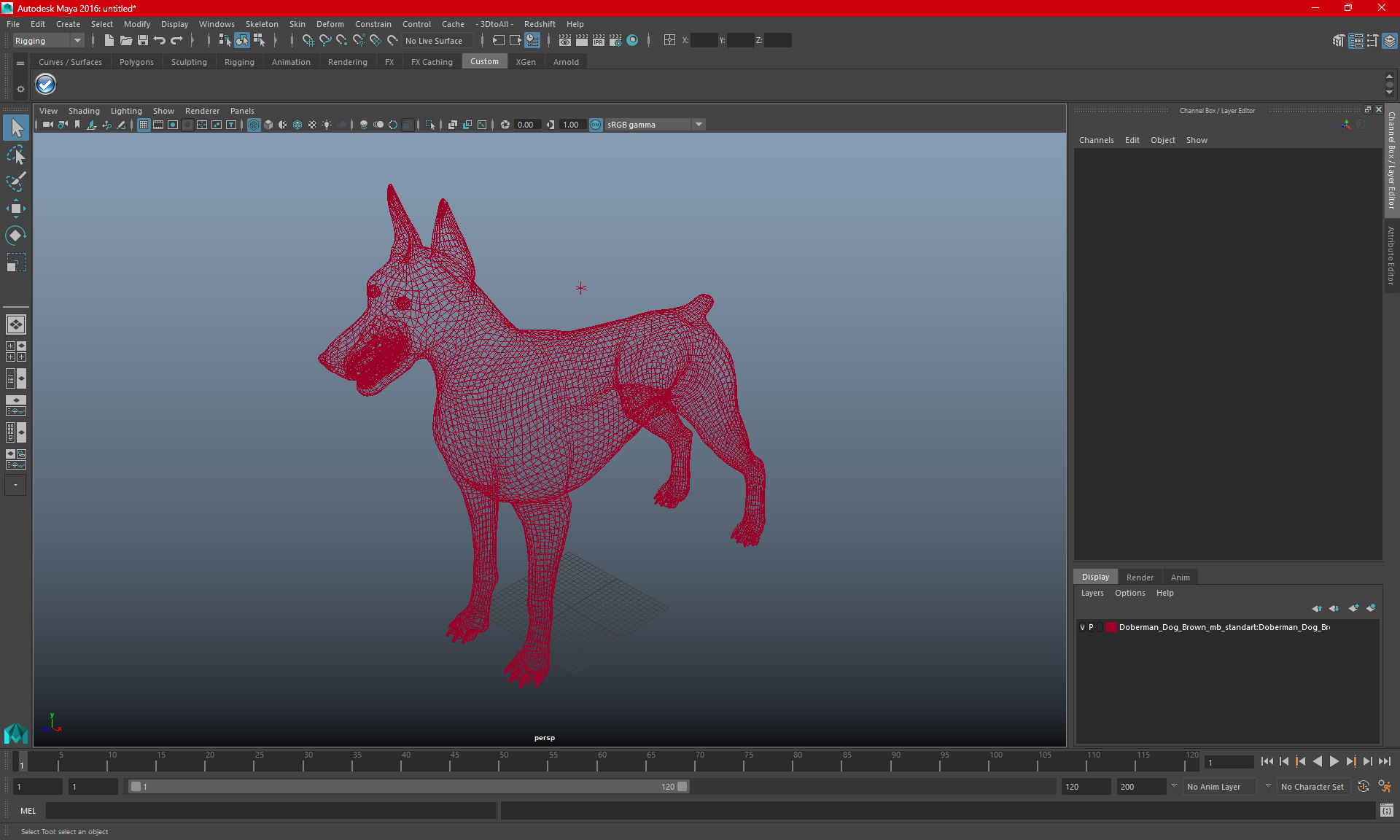 3D Doberman Dog Brown model