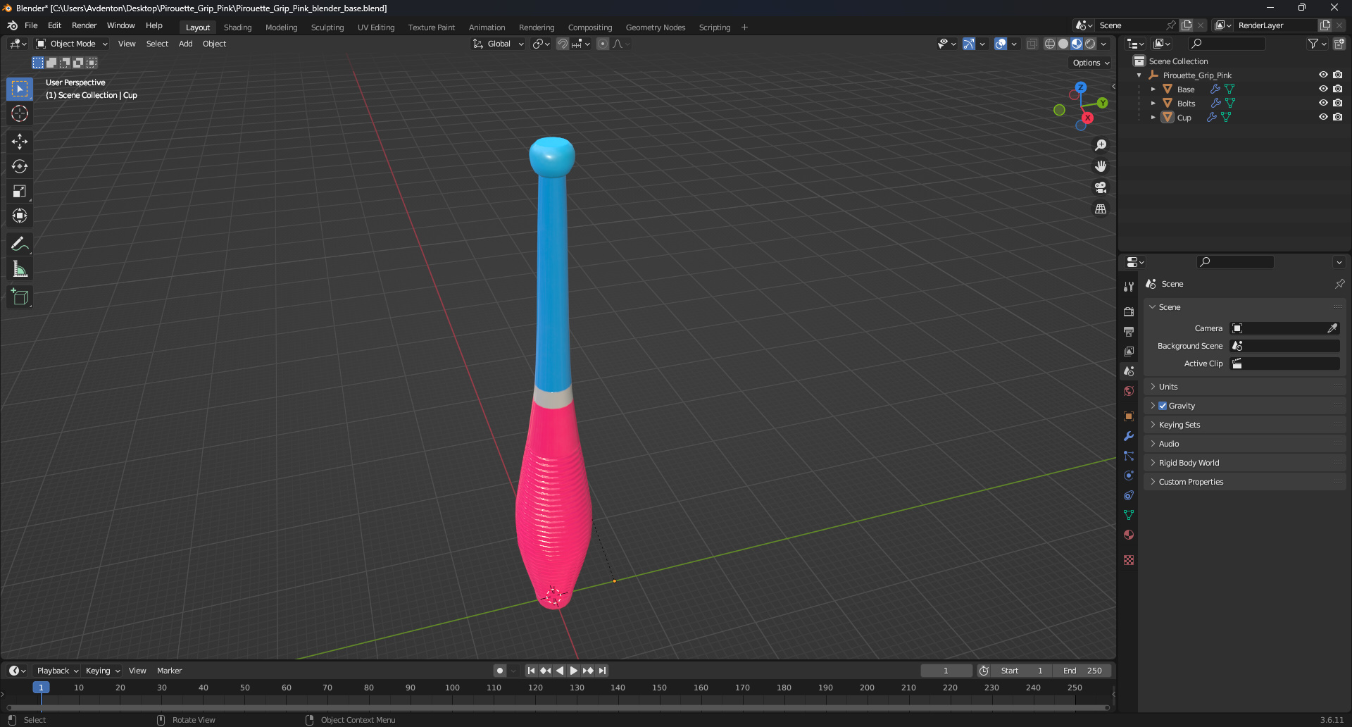 Pirouette Grip Pink 3D model