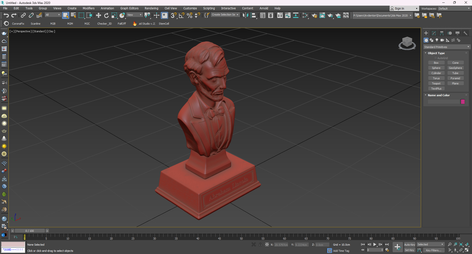 3D Bust of Abraham Lincoln on Pedestal for 3D Print model