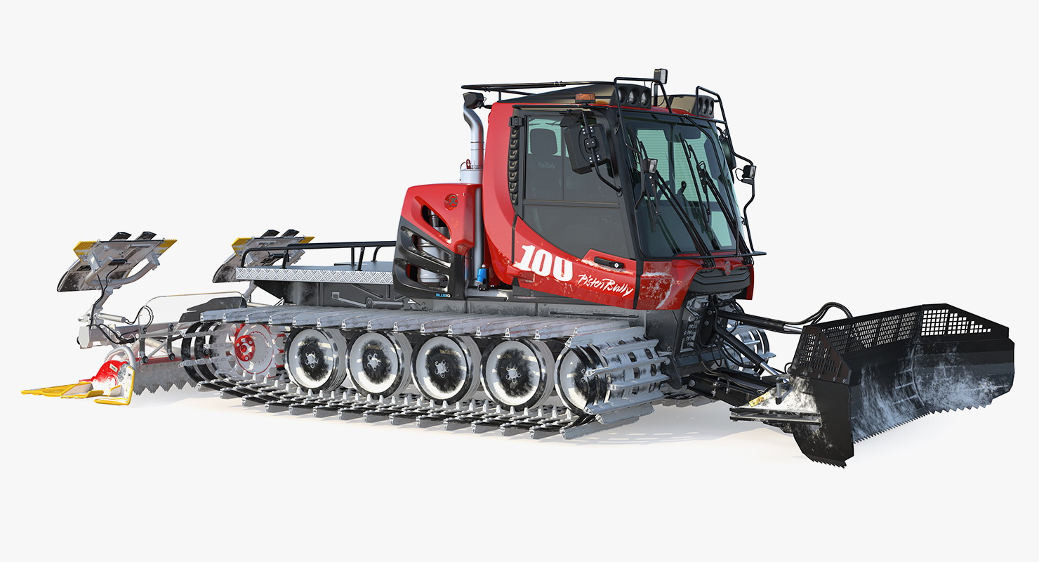 3D Snowy PistenBully 100 Snowcat with Snowplow model