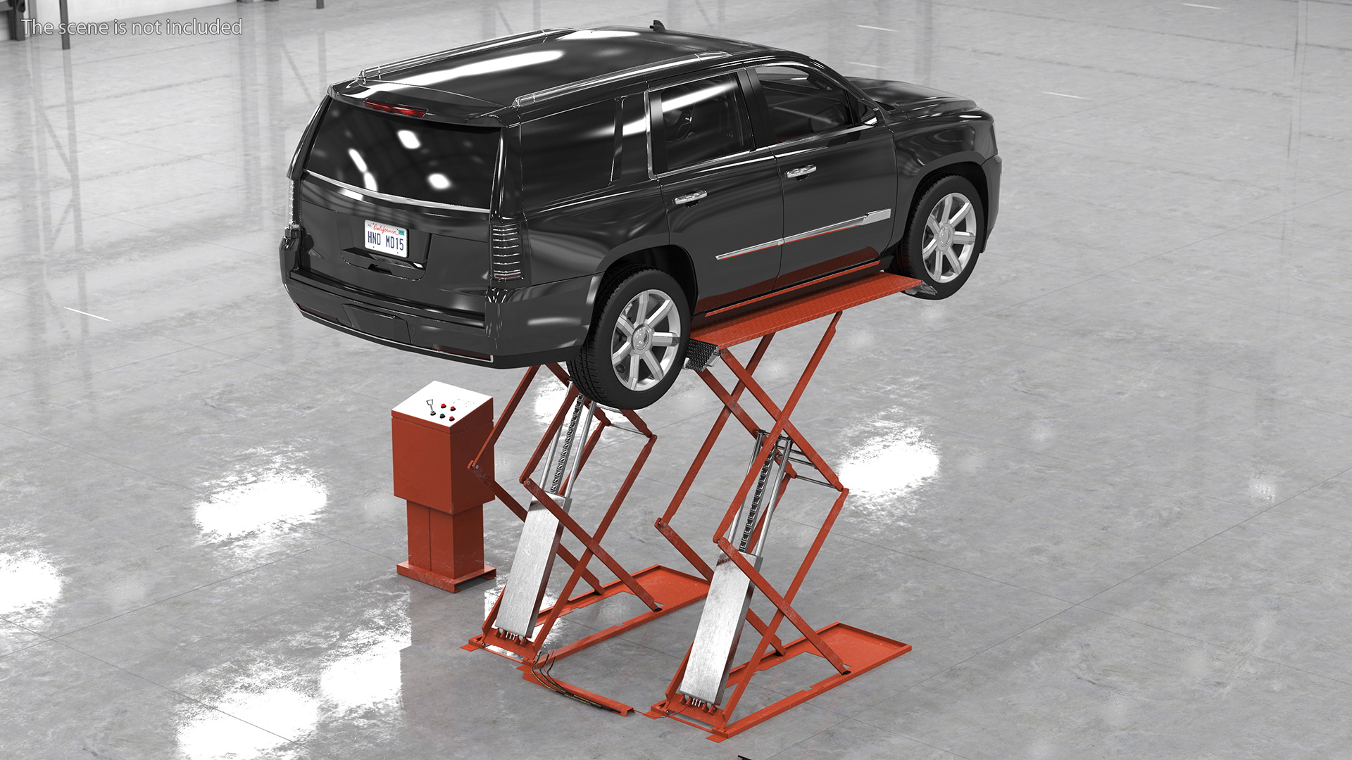 3D Automotive Scissor Lift and Generic SUV 2 Rigged model