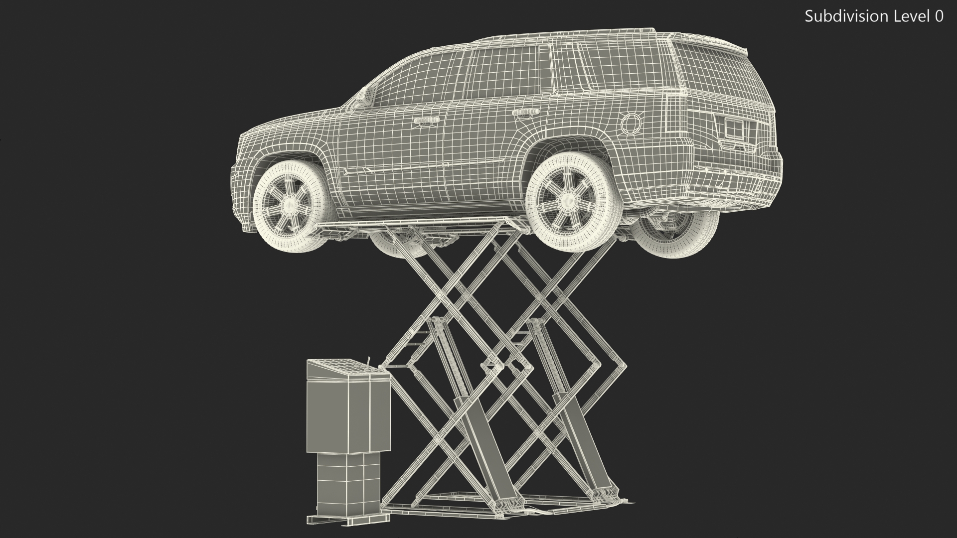 3D Automotive Scissor Lift and Generic SUV 2 Rigged model