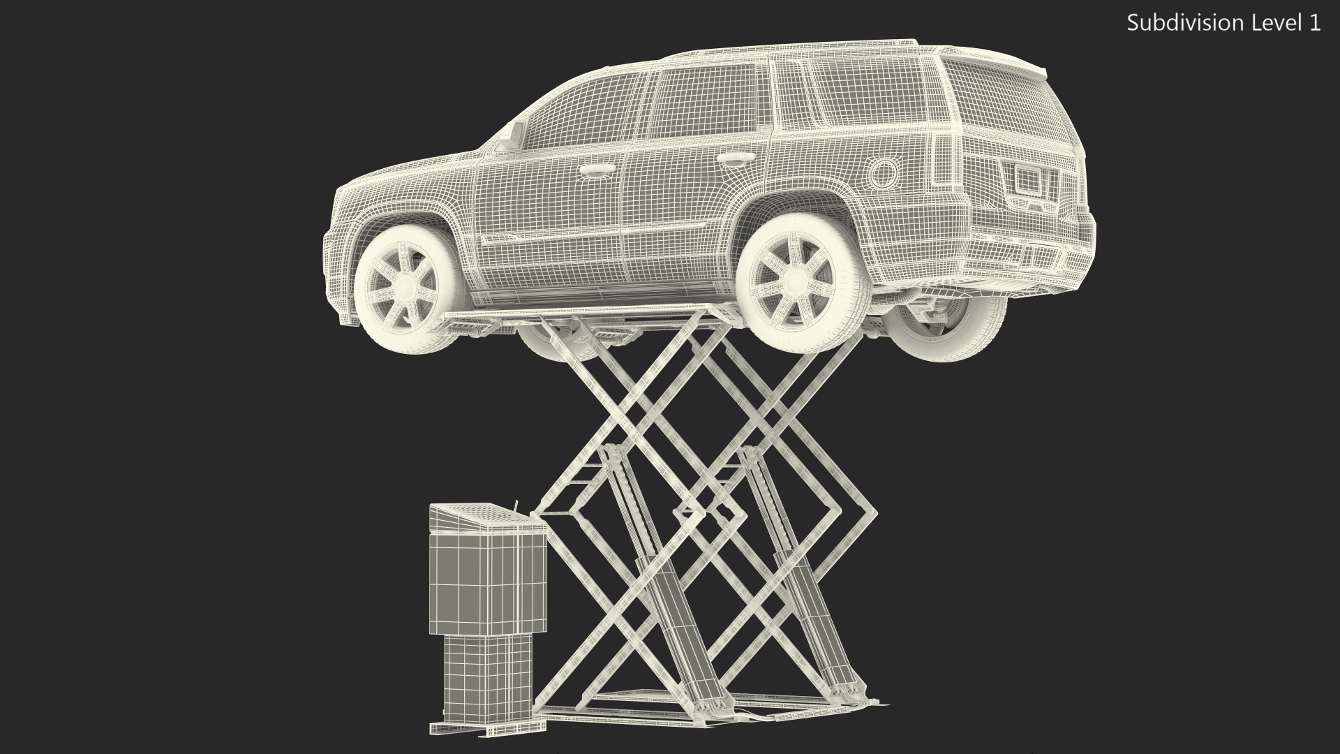 3D Automotive Scissor Lift and Generic SUV 2 Rigged model