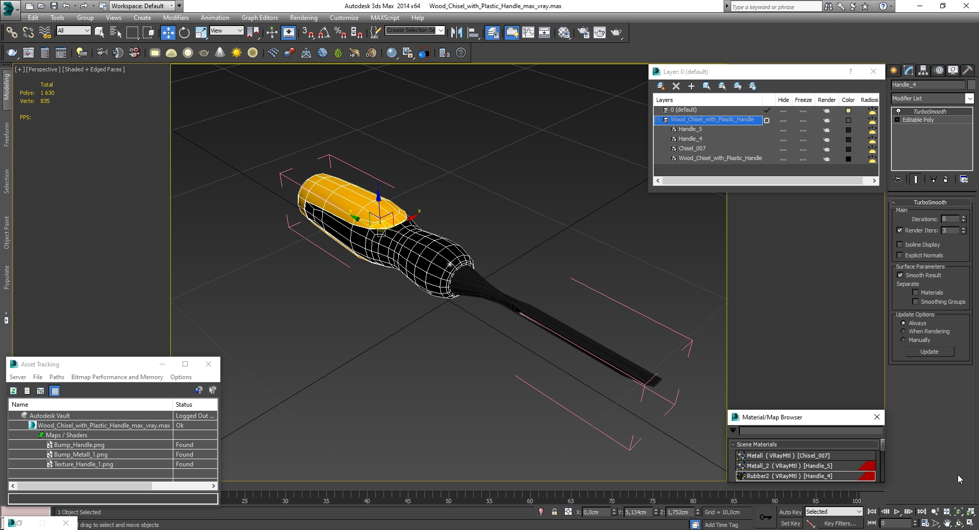 3D Wood Chisel with Plastic Handle