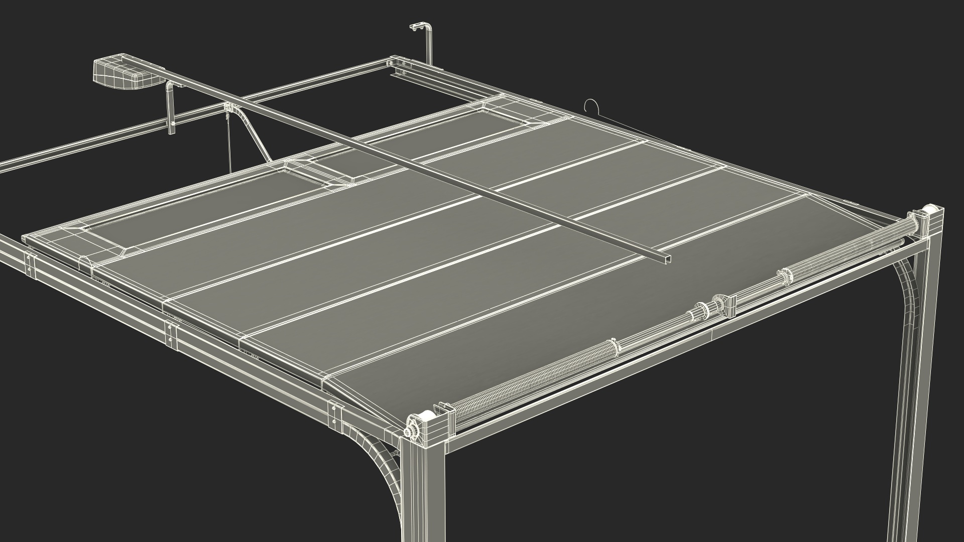 Electric Garage Door with Mechanism Rigged 3D