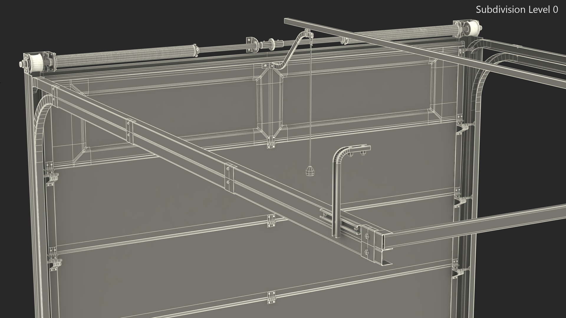 Electric Garage Door with Mechanism Rigged 3D