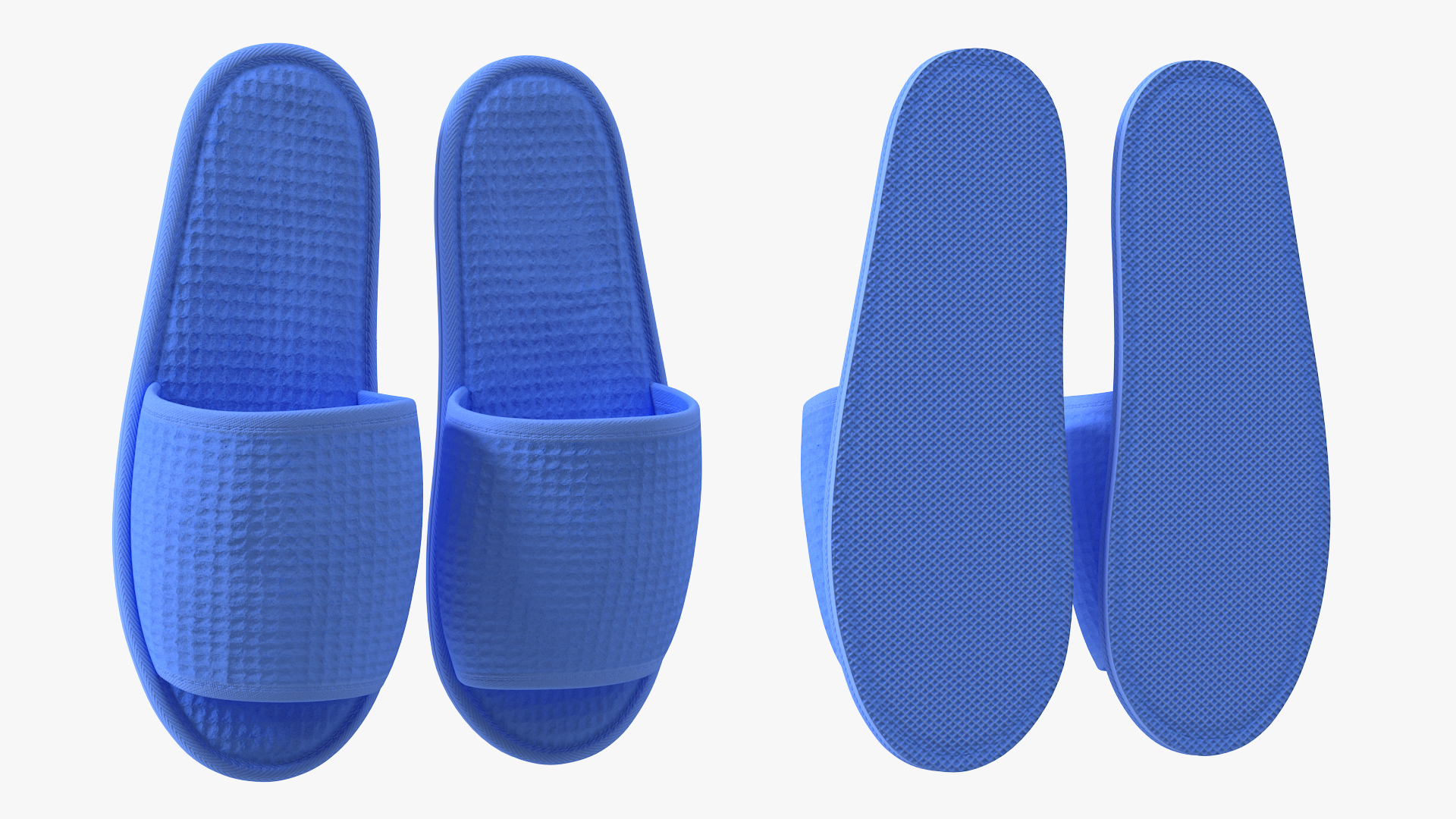 Waffled Hotel Slippers Blue 3D