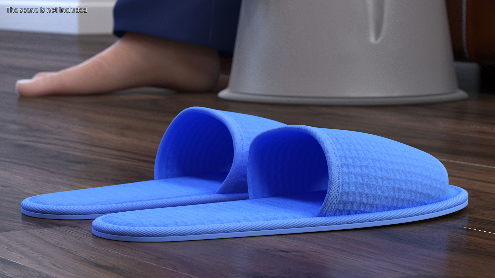 Waffled Hotel Slippers Blue 3D