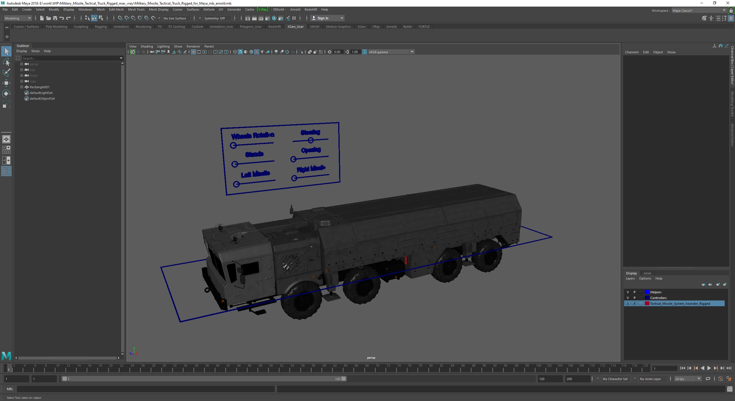 Military Missile Tactical Truck Rigged for Maya 3D