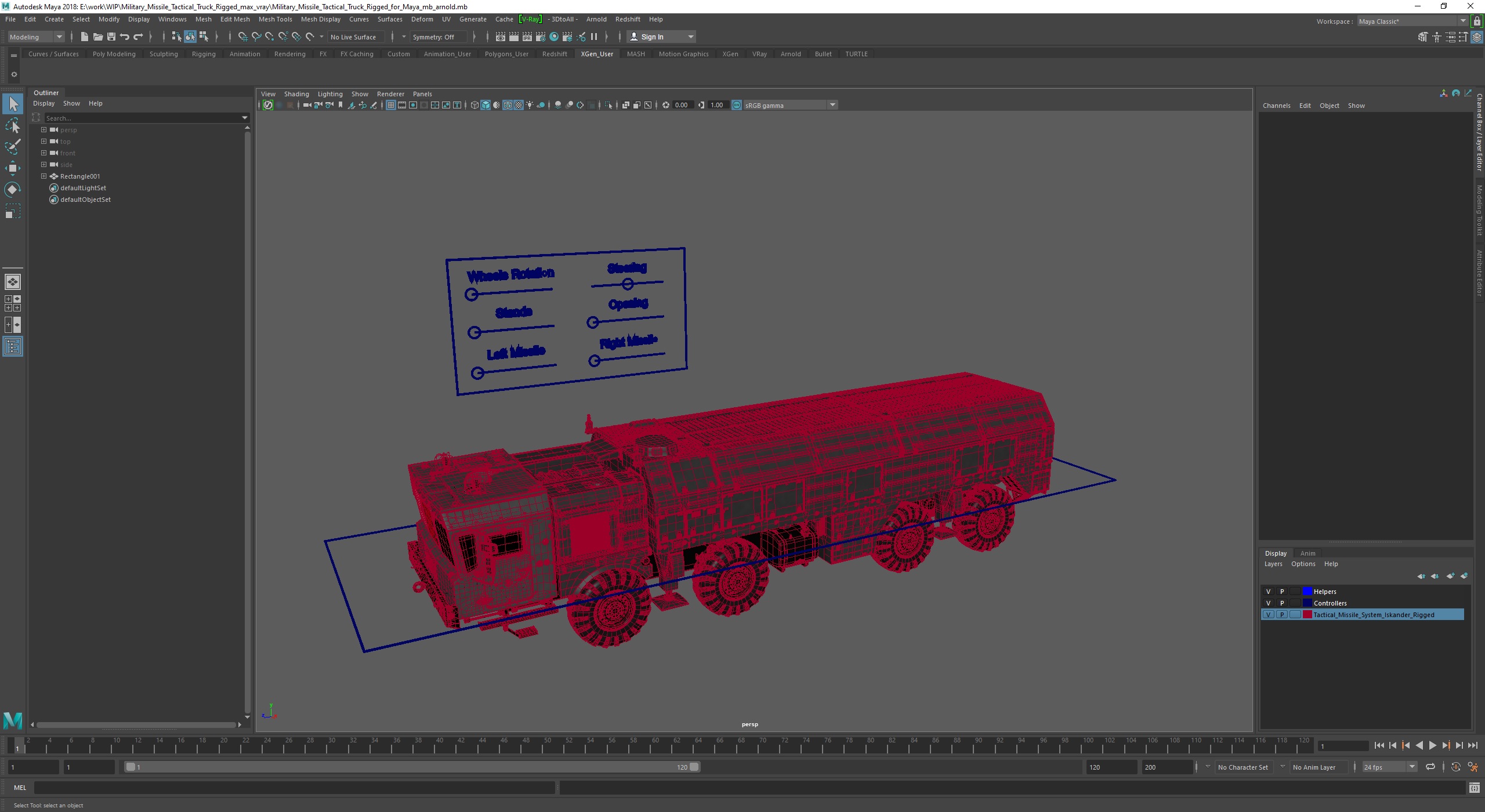 Military Missile Tactical Truck Rigged for Maya 3D