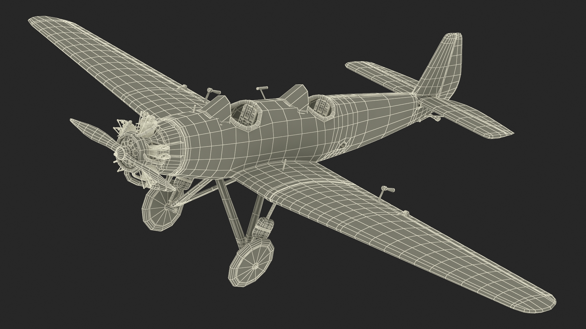 3D Retro Airplane Rigged