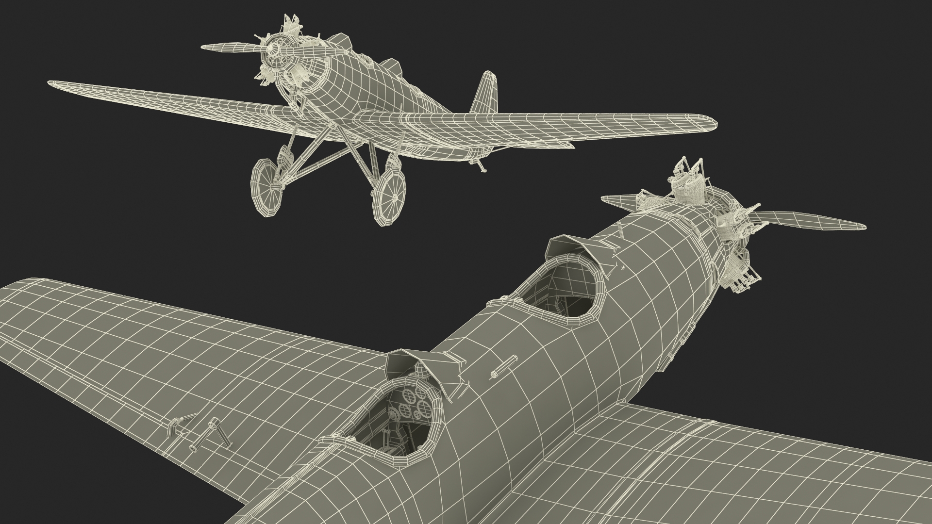 3D Retro Airplane Rigged