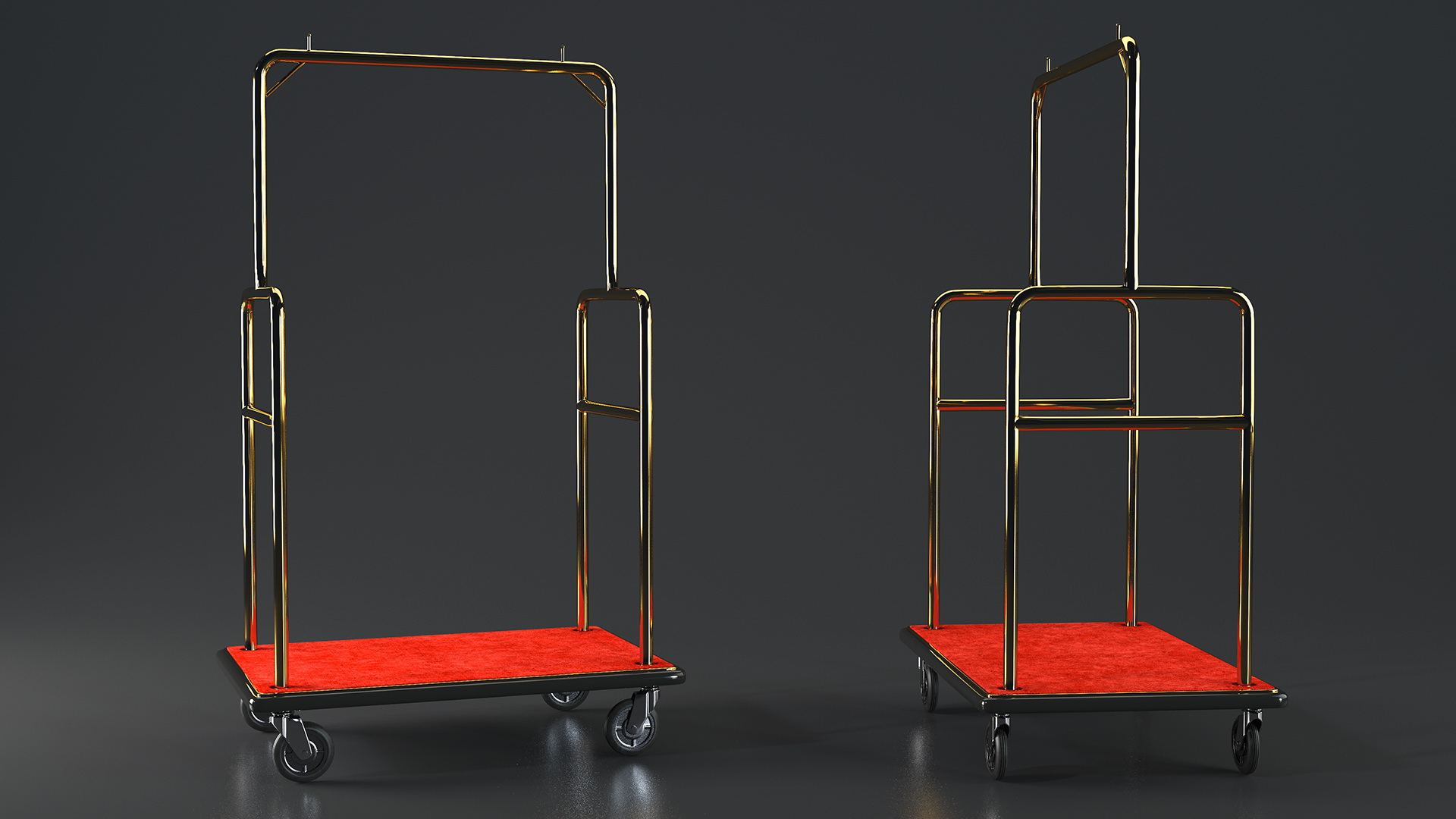 3D Gold Hotel Luggage Cart model