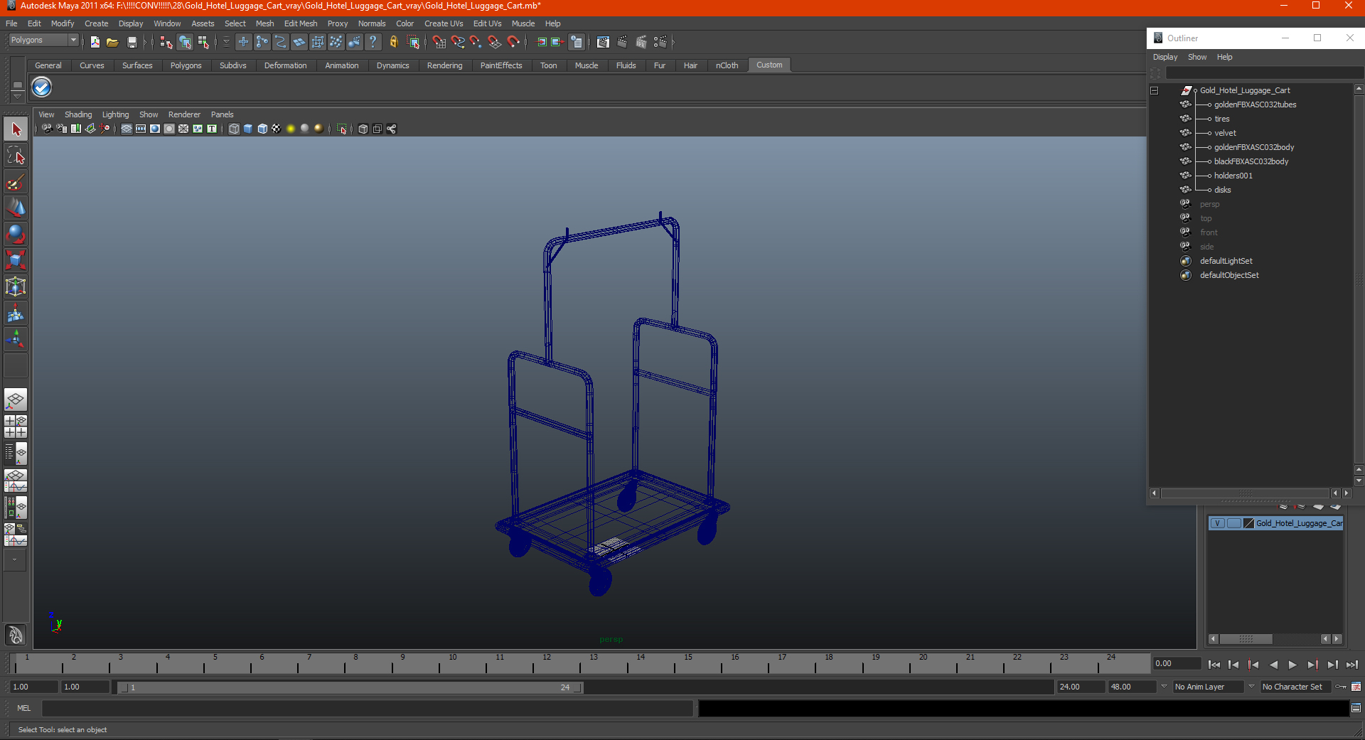 3D Gold Hotel Luggage Cart model