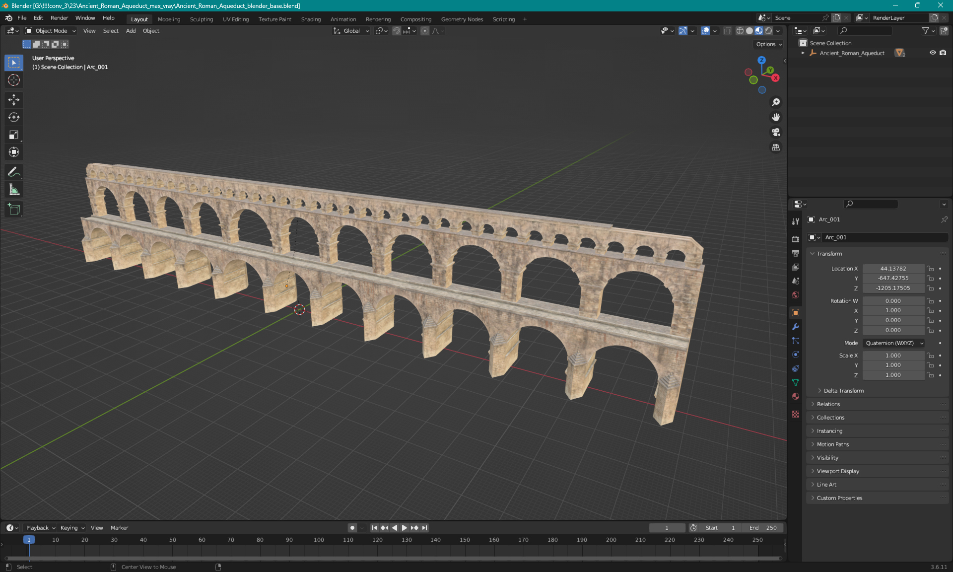 Ancient Roman Aqueduct 3D