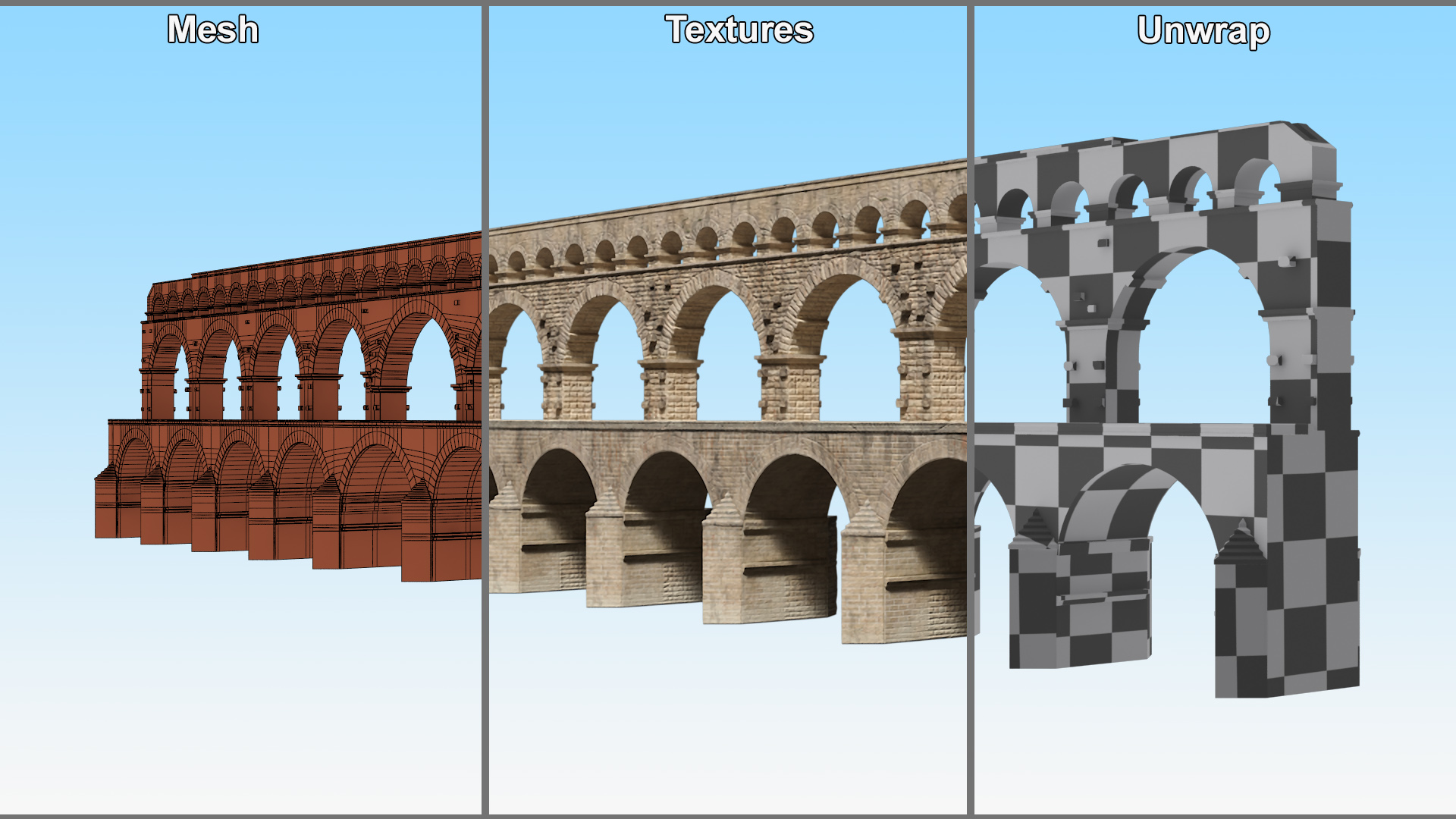 Ancient Roman Aqueduct 3D