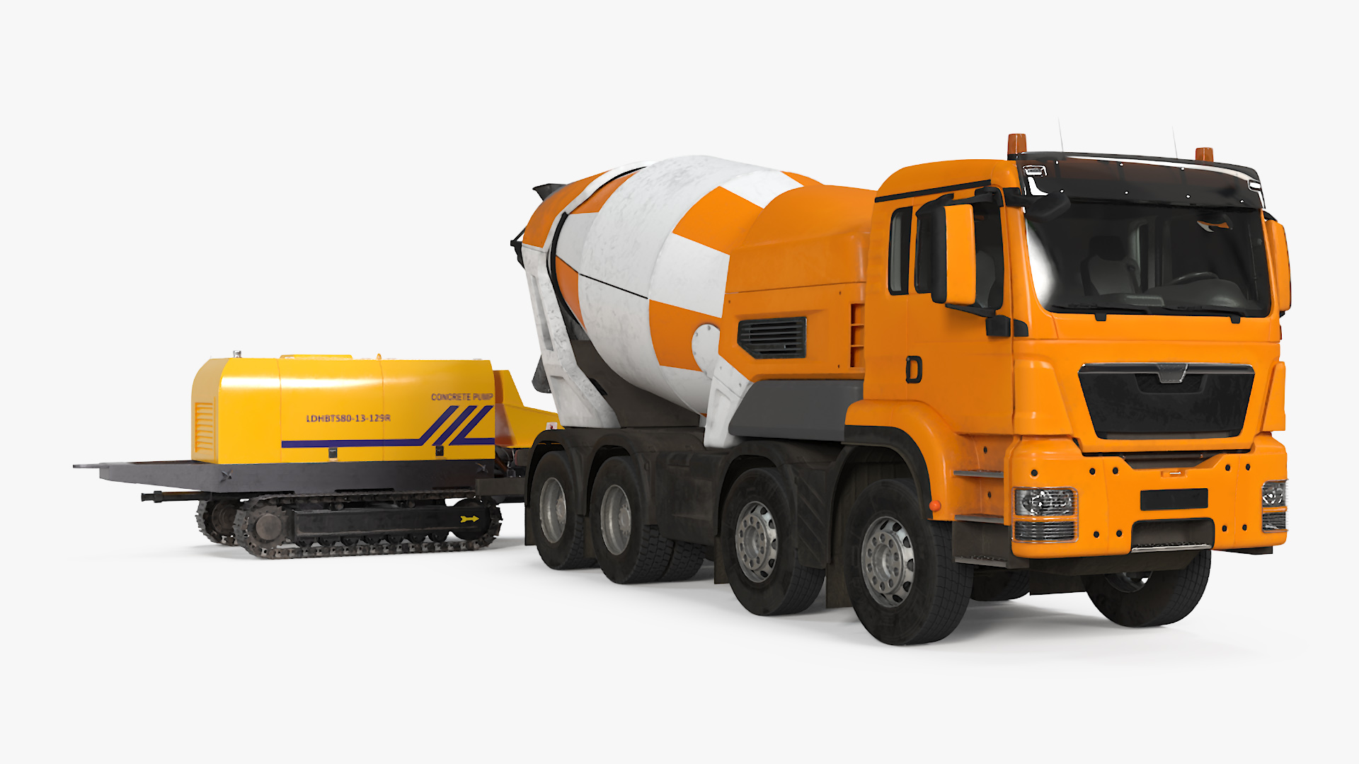 3D Cement Mixer Truck with Portable Concrete Pump