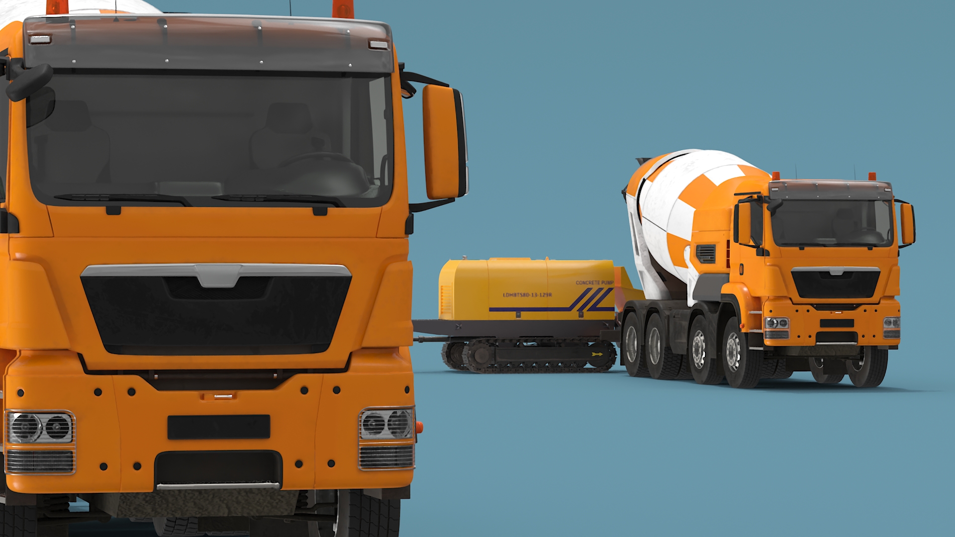 3D Cement Mixer Truck with Portable Concrete Pump