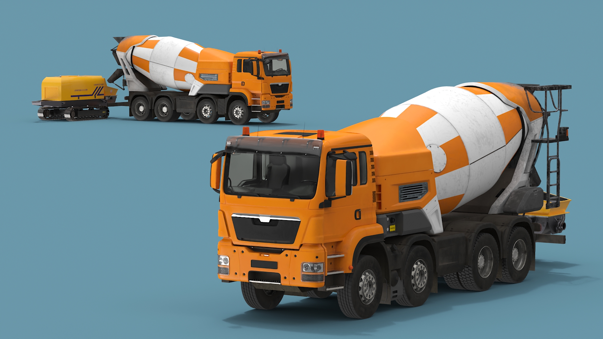 3D Cement Mixer Truck with Portable Concrete Pump