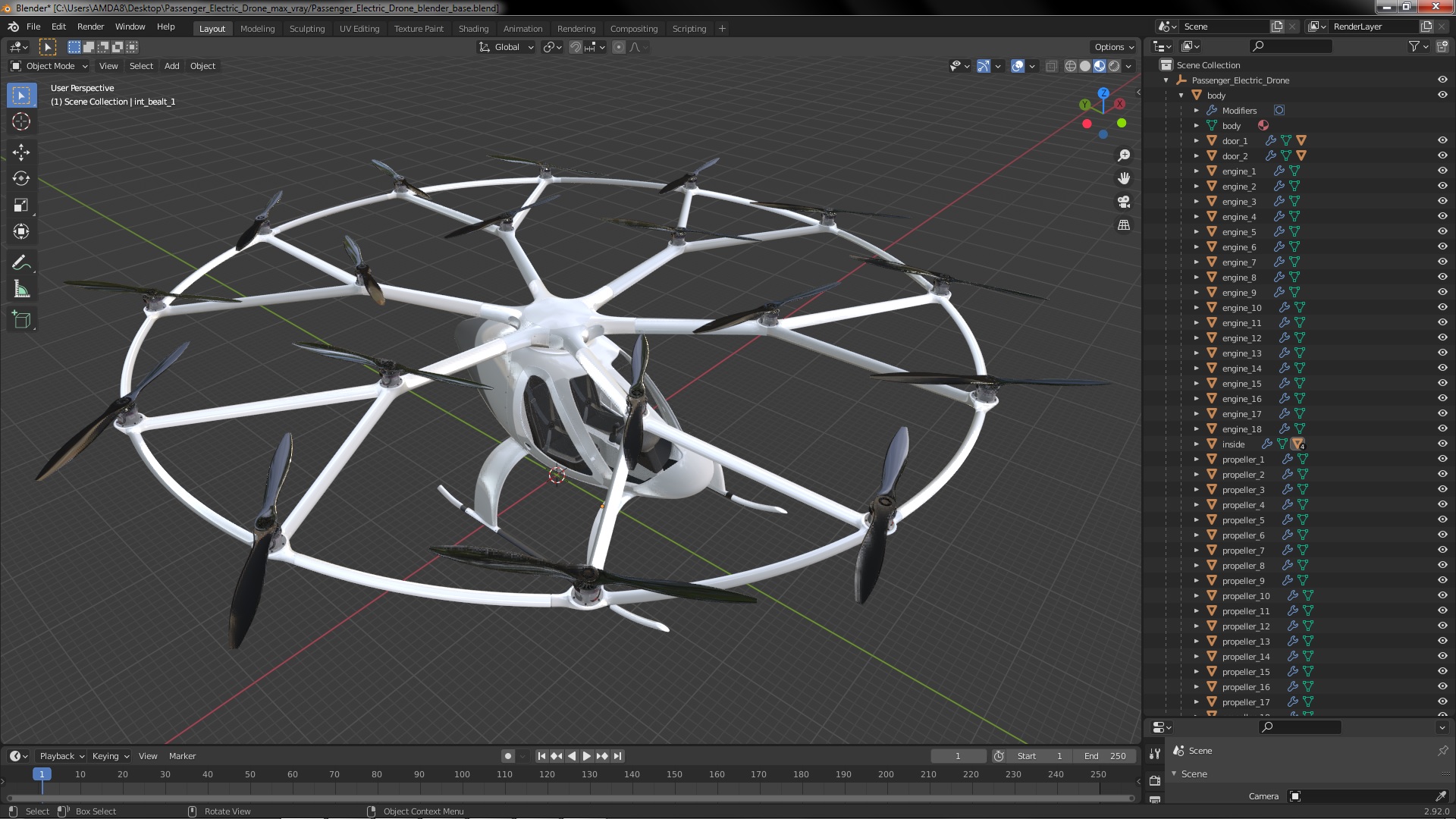 Passenger Electric Drone 3D model