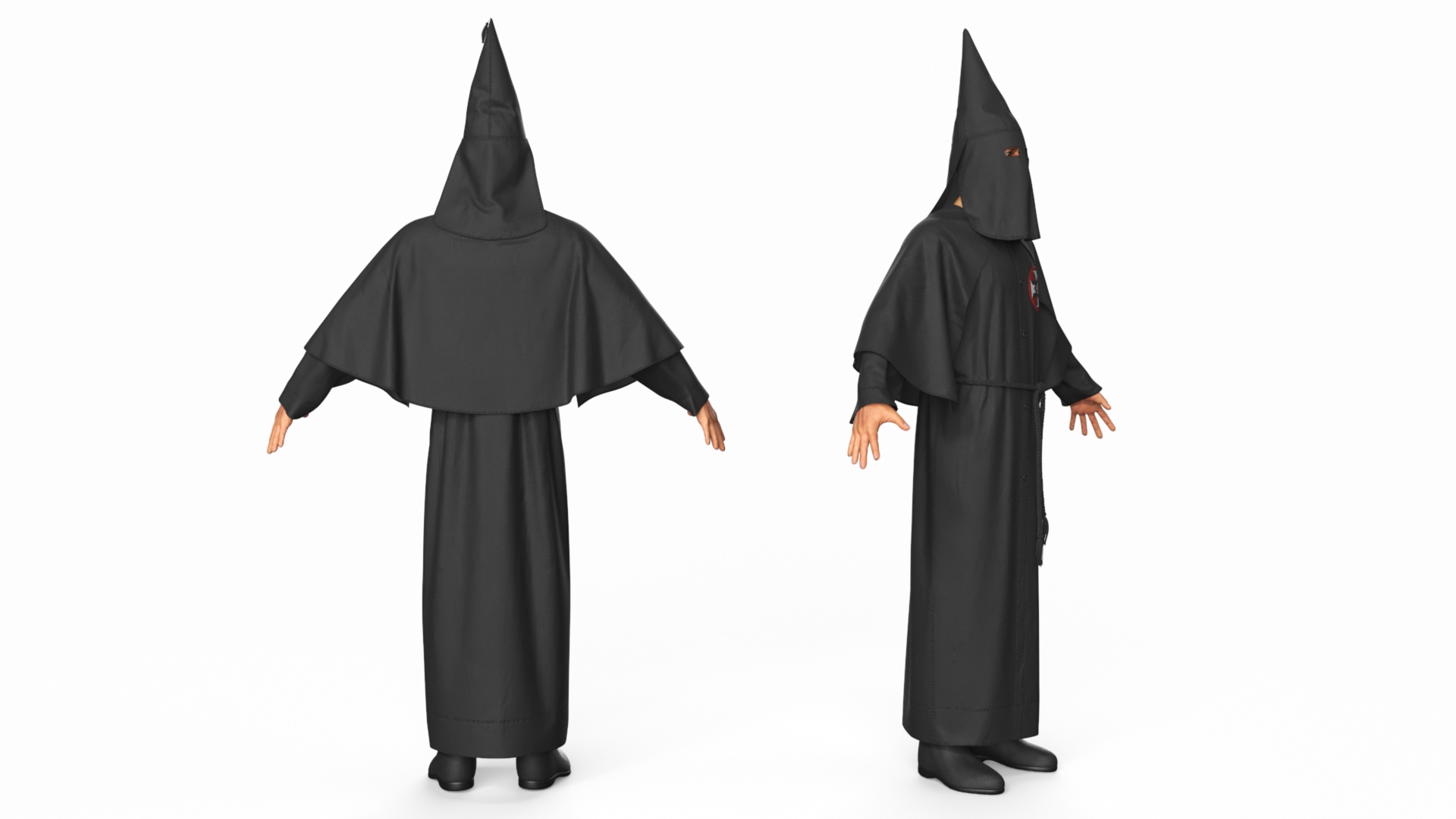 3D model Character Ku Klux Klan in Black Suit and Mask