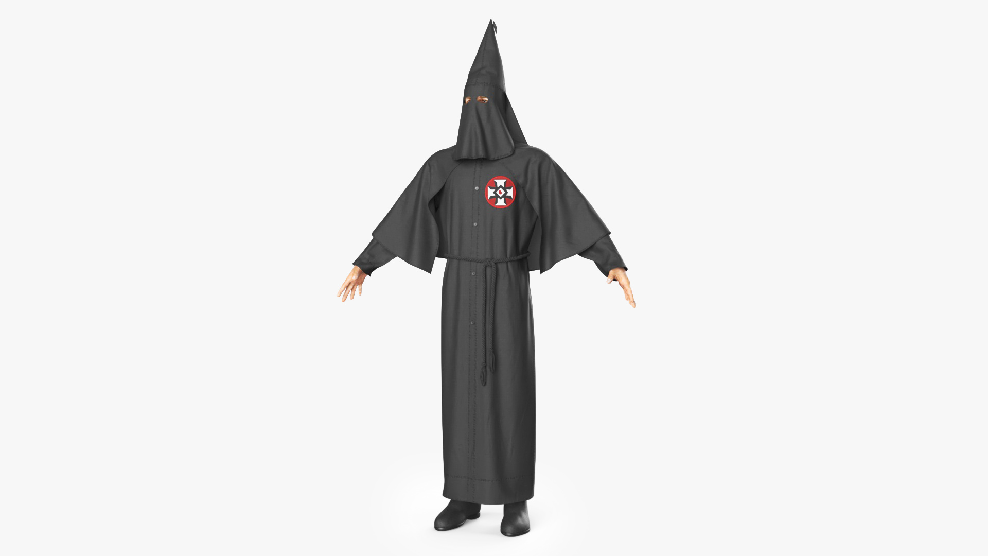 3D model Character Ku Klux Klan in Black Suit and Mask