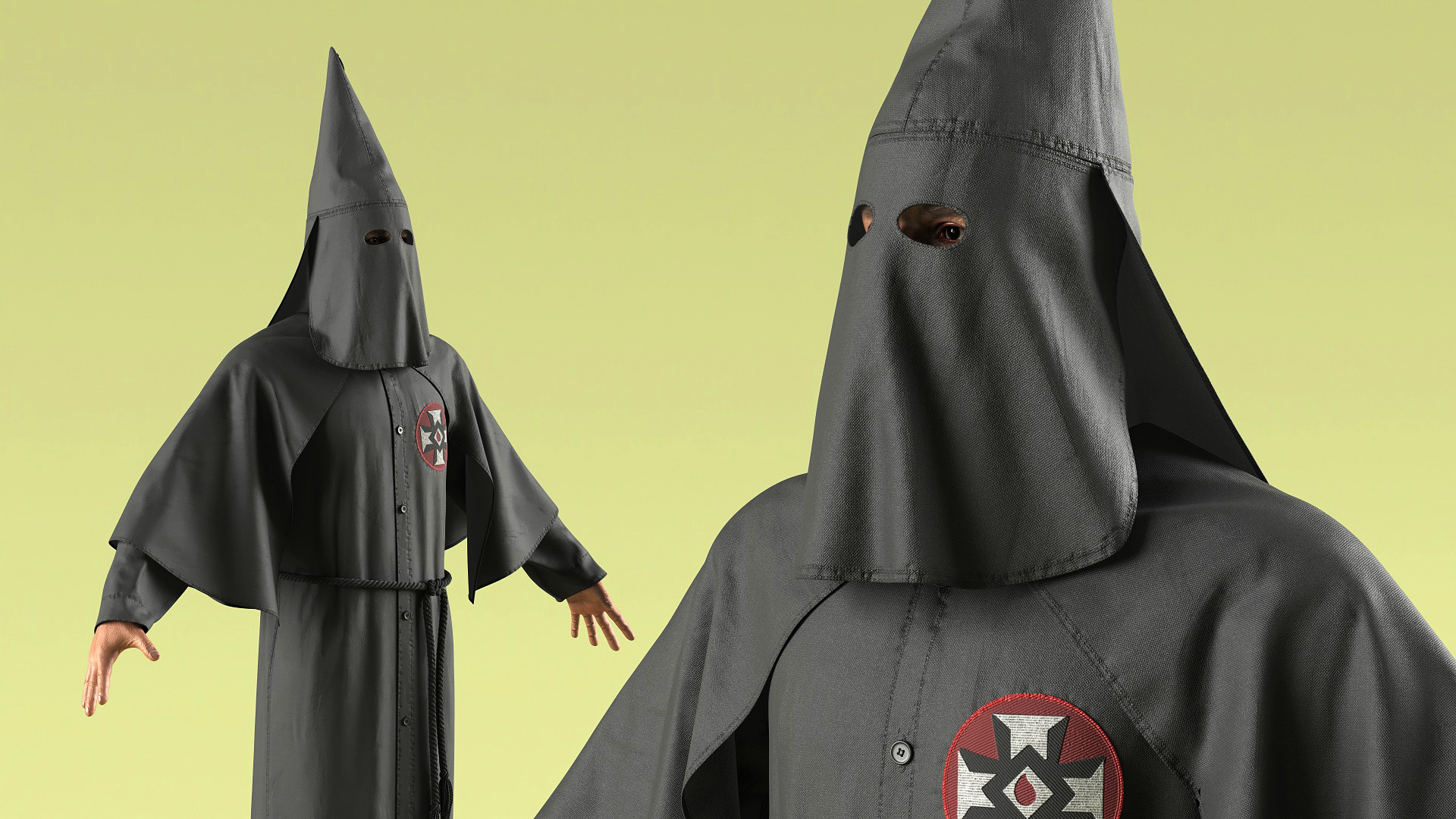 3D model Character Ku Klux Klan in Black Suit and Mask