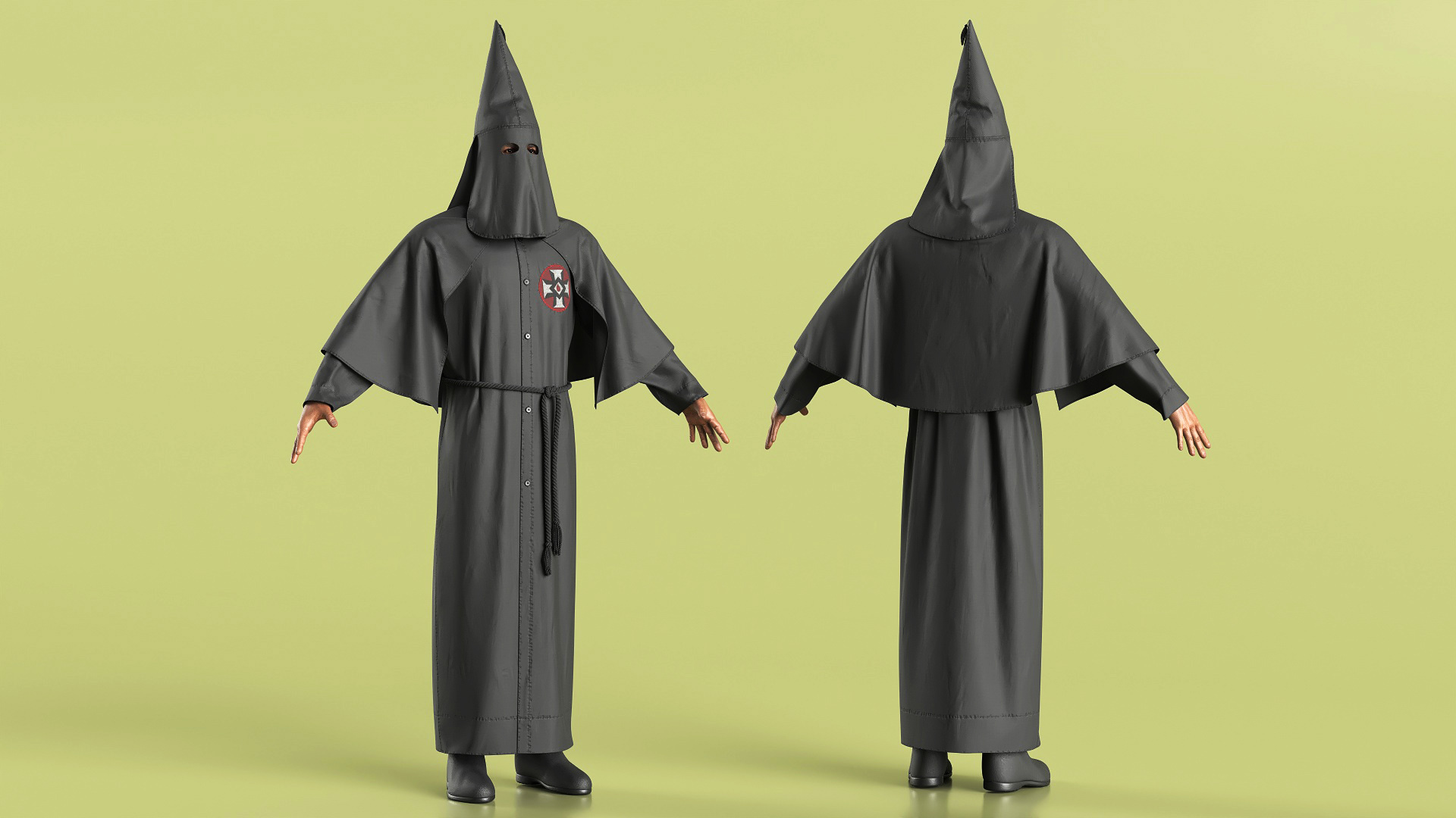 3D model Character Ku Klux Klan in Black Suit and Mask