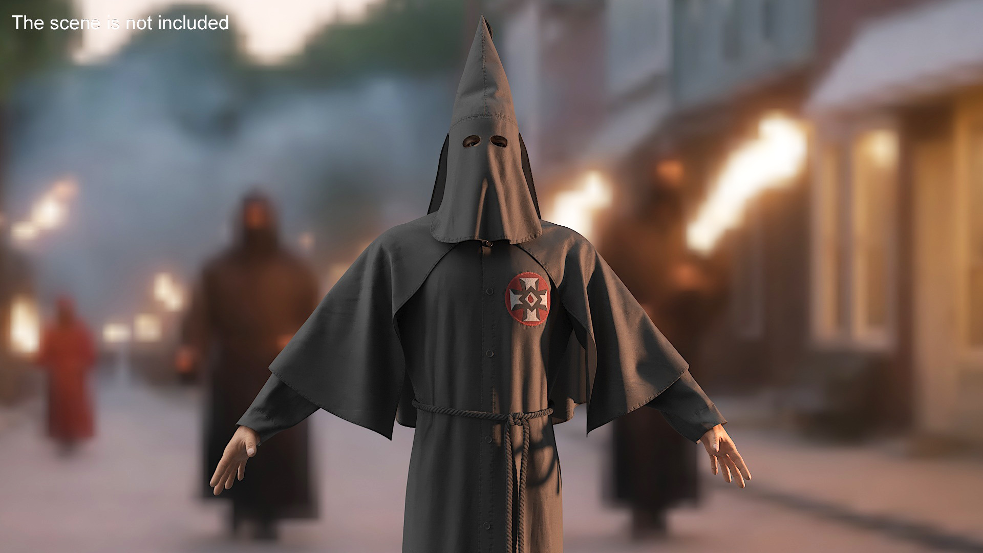 3D model Character Ku Klux Klan in Black Suit and Mask