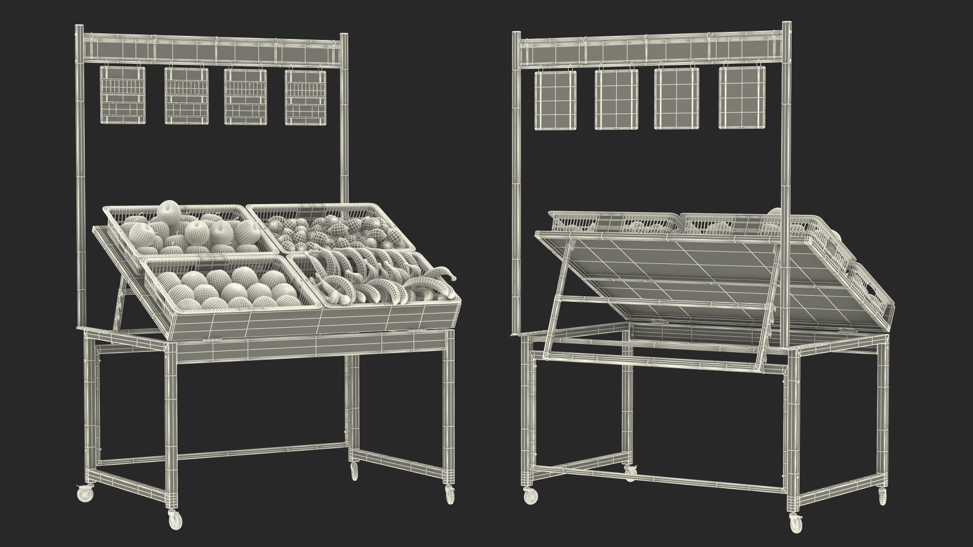 3D model Supermarket Display with Fruit