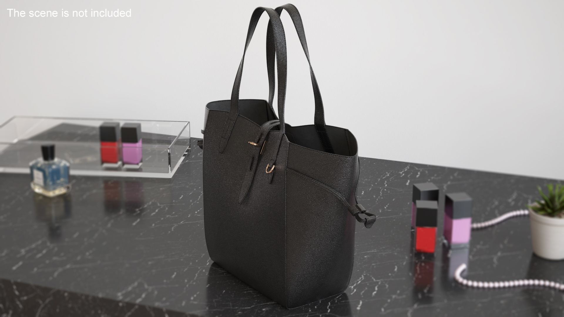 Ladies Leather Tote Bag Black 3D model