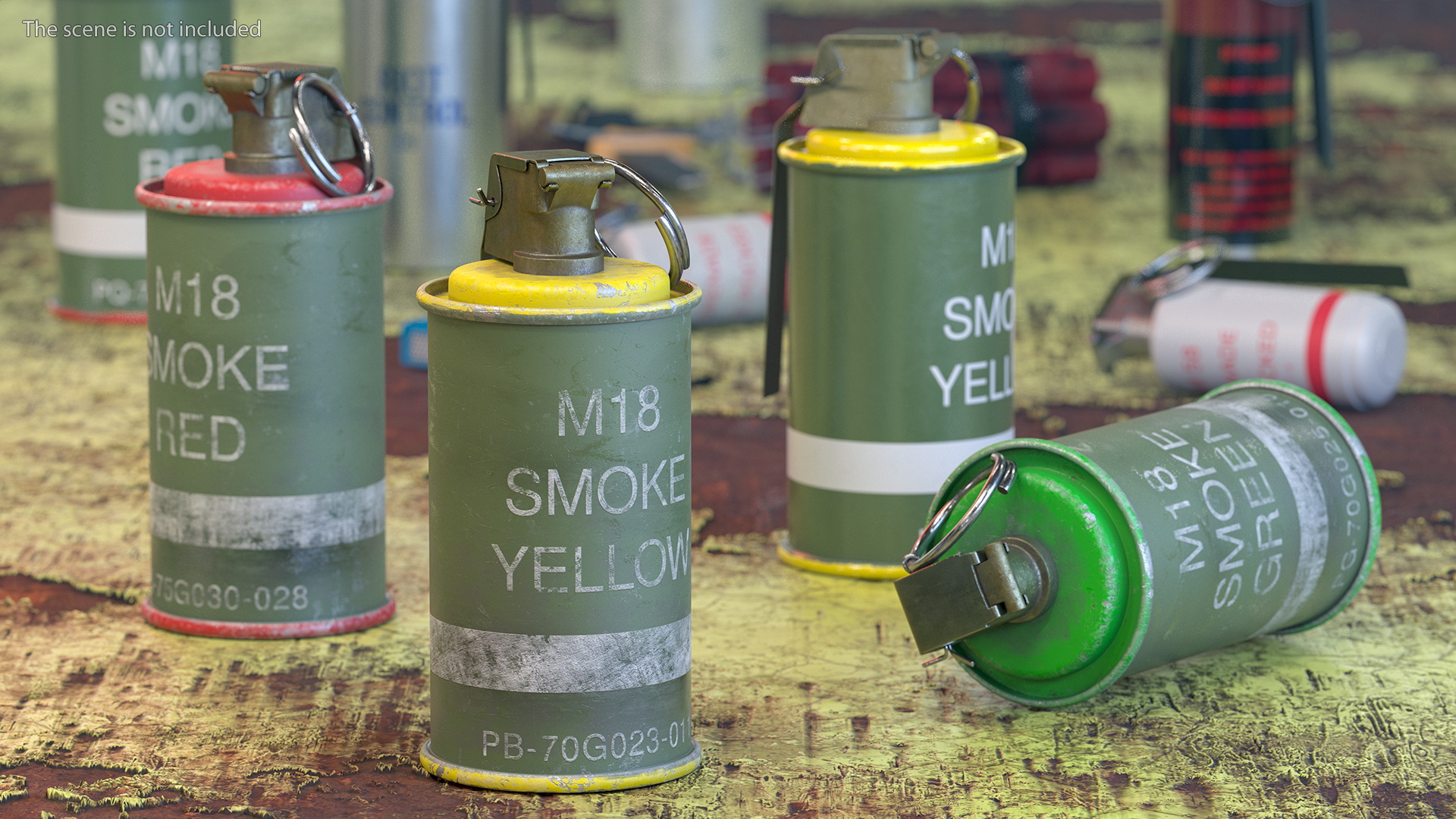 3D M18 Smoke Grenade Yellow Old model