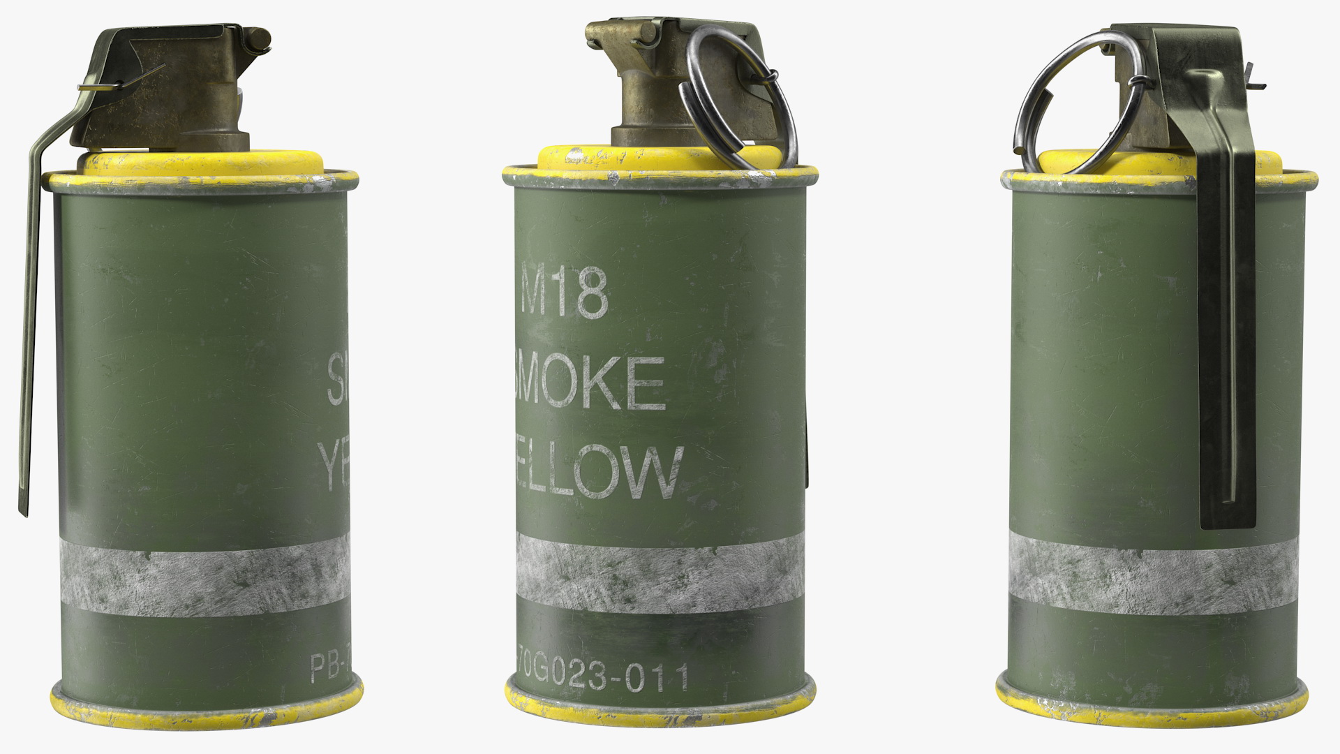 3D M18 Smoke Grenade Yellow Old model