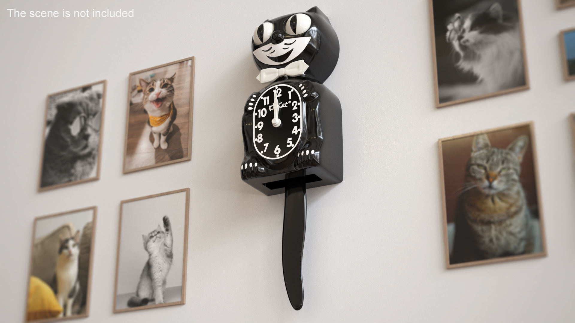 Classic Black Kit Cat Clock Rigged 3D model