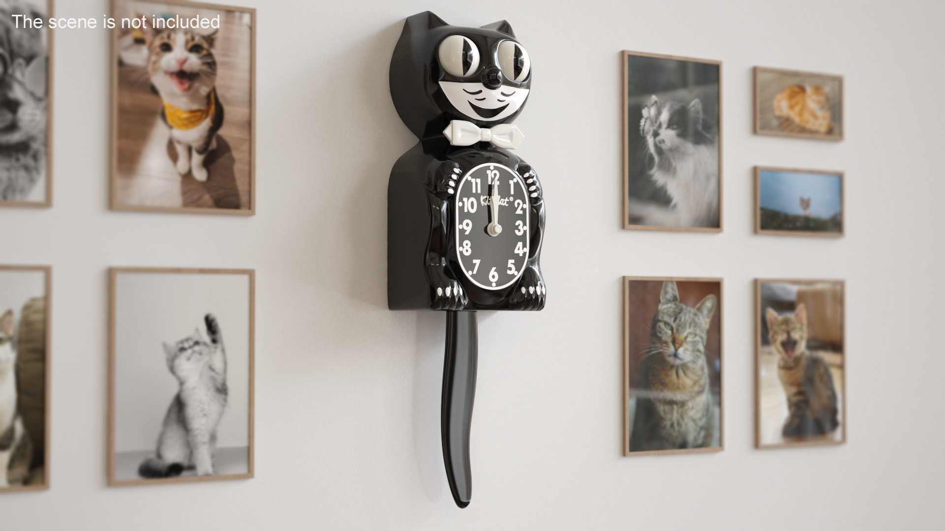 Classic Black Kit Cat Clock Rigged 3D model